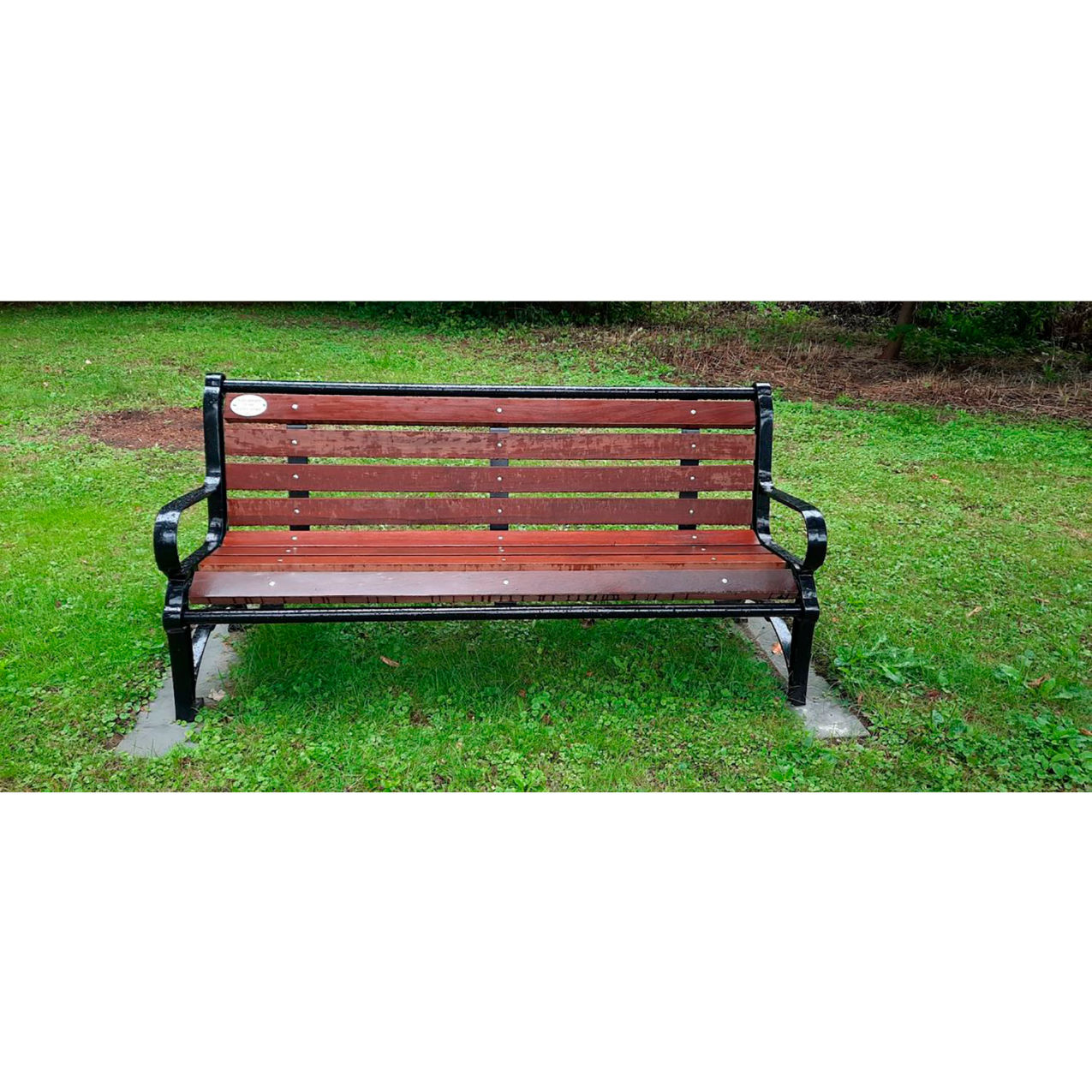 Terraza 6' Bench with Back, Pau Lope Wood Slats, Black