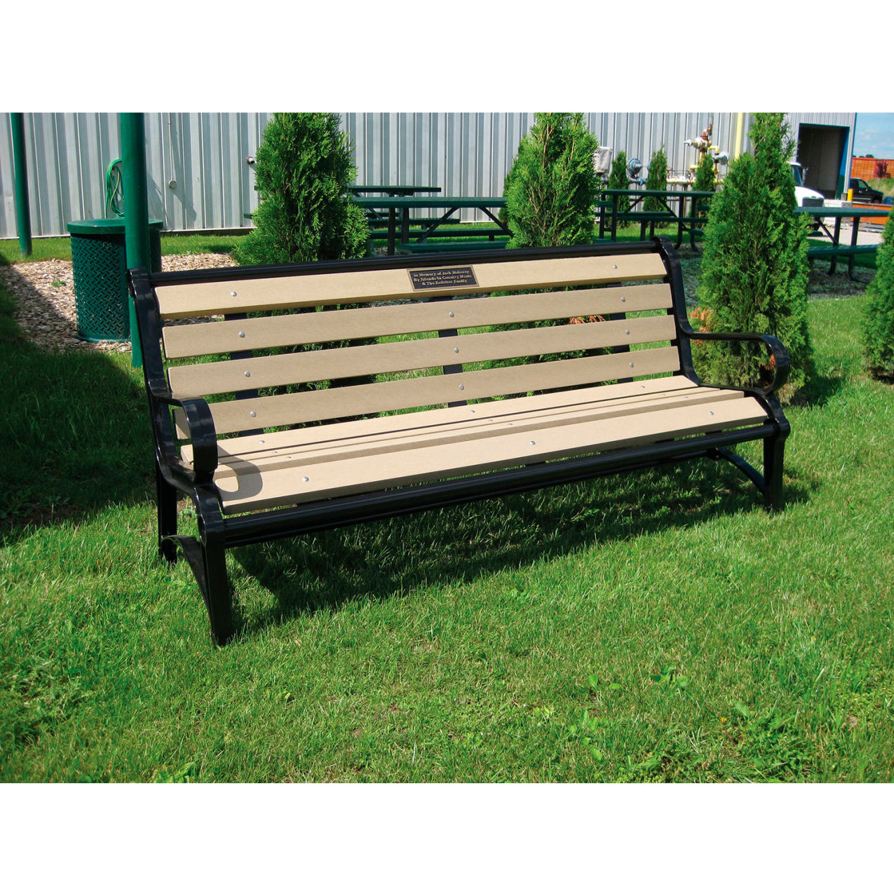 Terraza 6' Bench with Back, Cedar Recycled Plastic Slats, Black