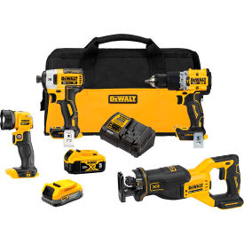 20V MAX XR 4-Tool Combo Kit, Hammer Drill/Driver/Impact Driver/Reciprocating Saw