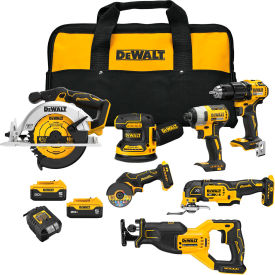 7-Tool Combo Kit, Hammer Drill/Impact Driver/Circular Saw/Recip. Saw/Cut-Off Tool