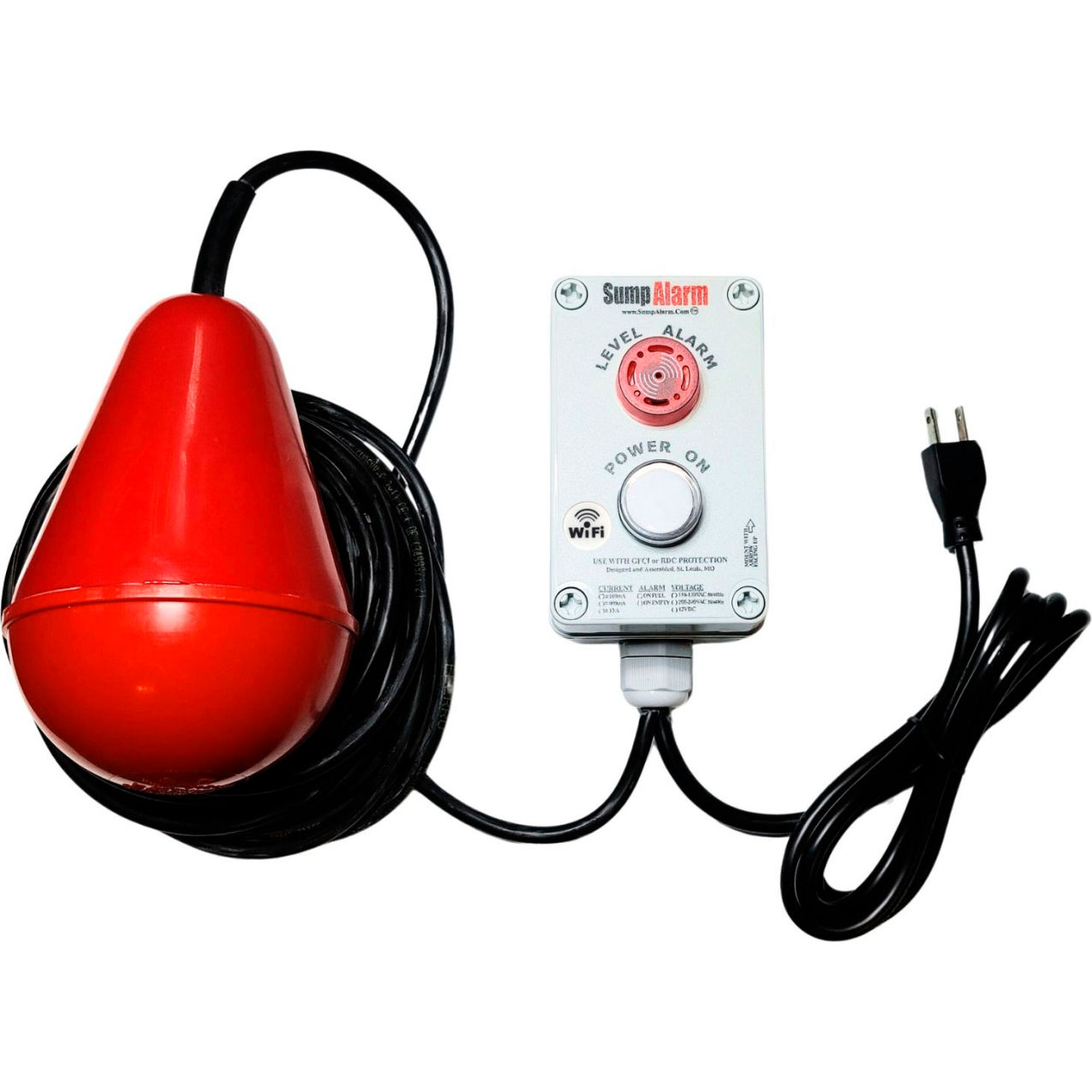 Sump Alarm High Water Alarm, 120V, 100' Float, Wi-Fi Enabled, for Septic Systems