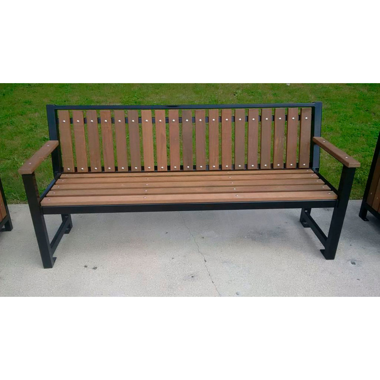 Regency 6' Bench with Back, Pau Lope Wood Slats, Black