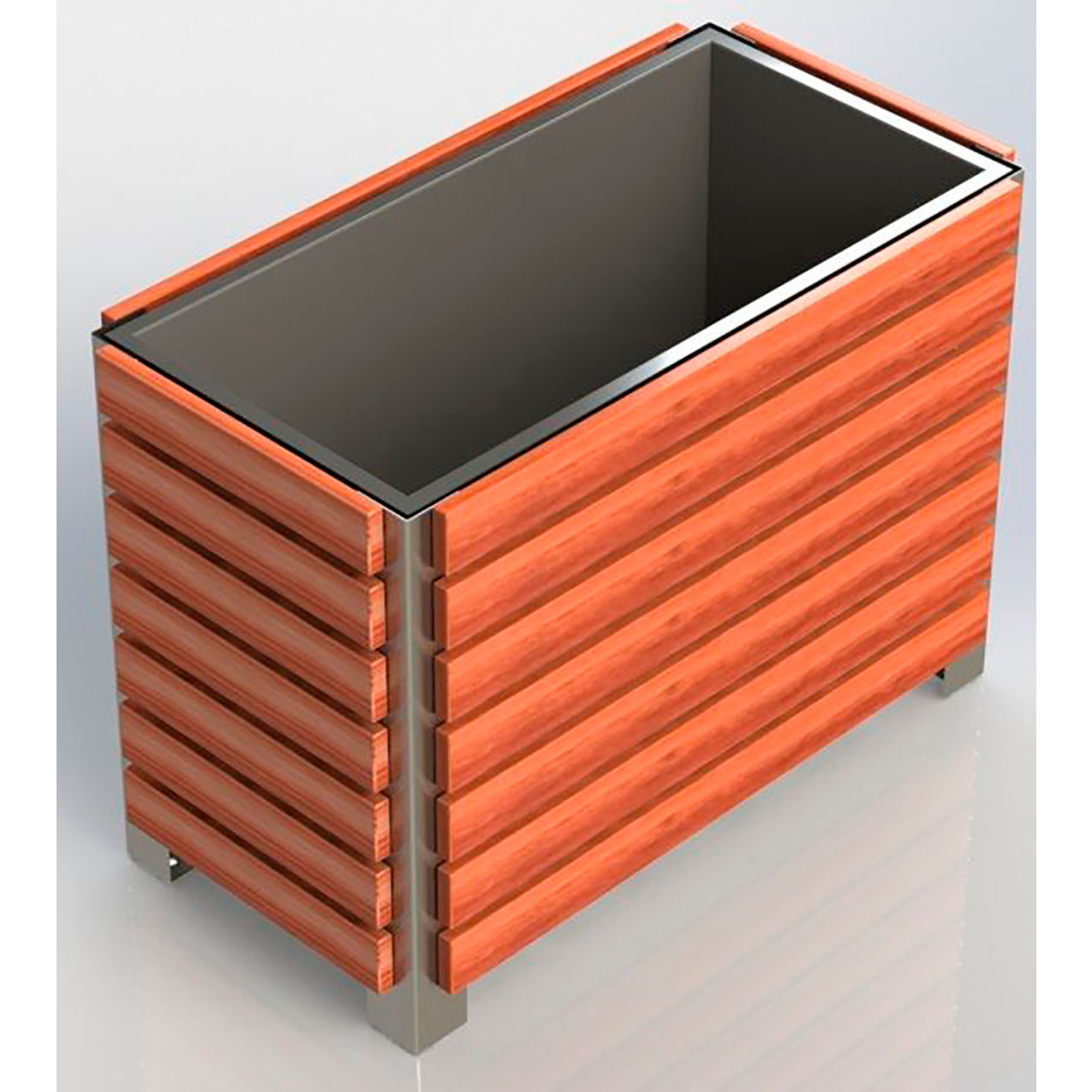 Inox 24" x 46" Planter, Pau Lope Wood