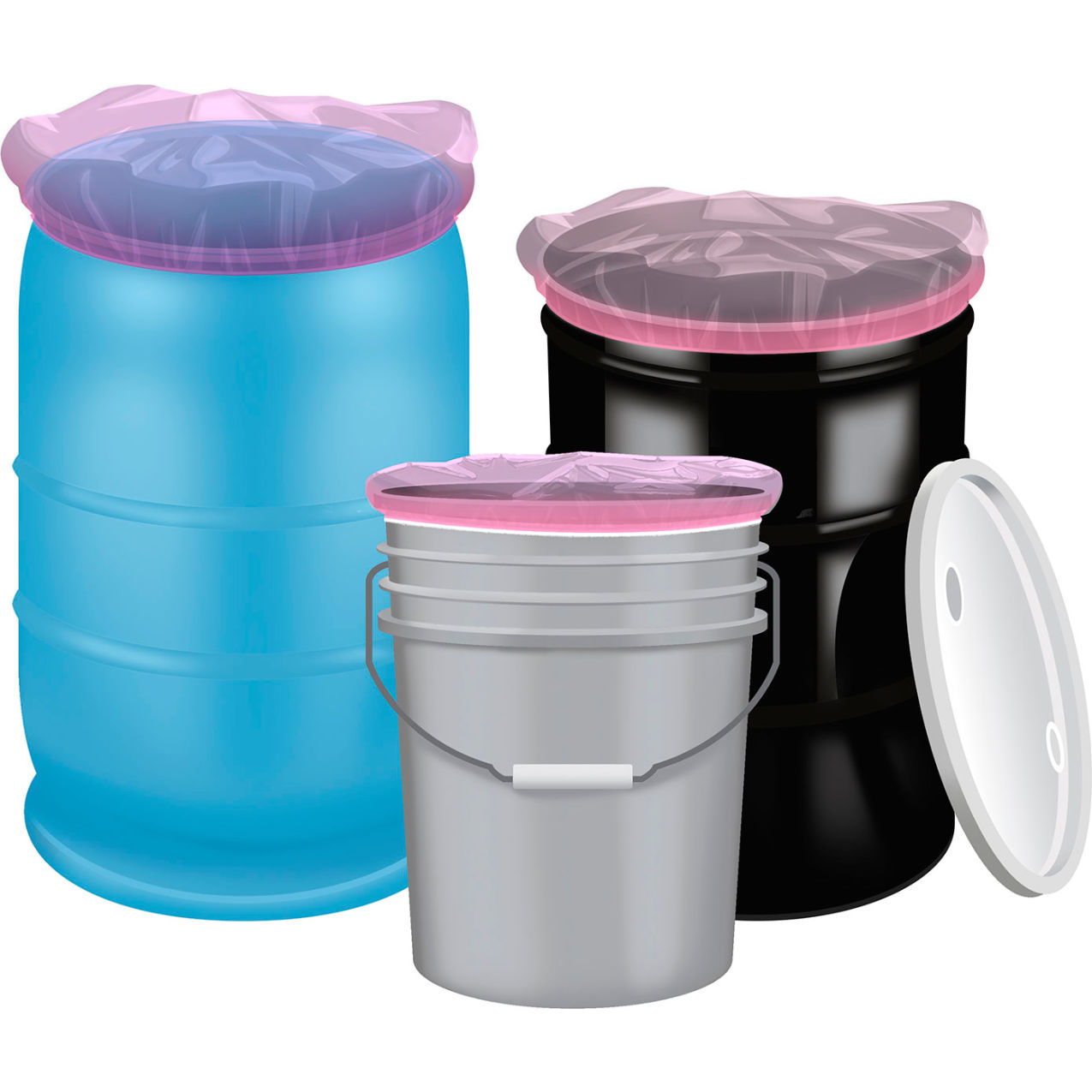 Anti-Static Elastic Bound Drum Cover, 55 Gallon Capacity, 4 Mil, Pack of 100