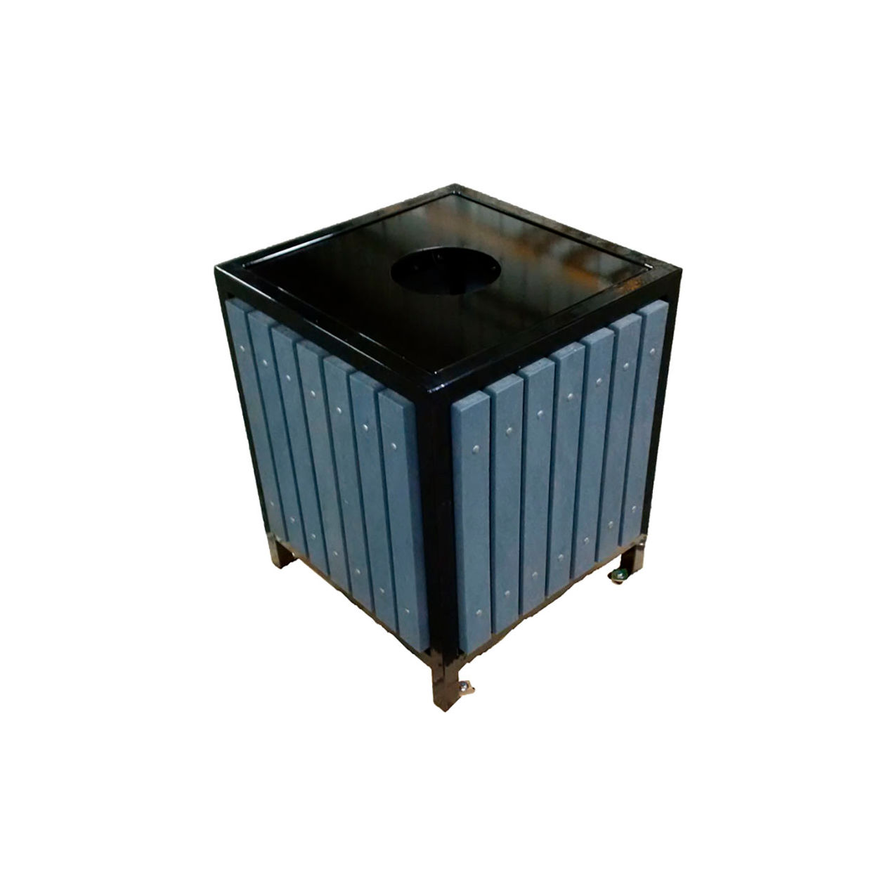 Regency Litter Receptacle, Steel Frame, Recycled Gray Slats Lid, 20 Gallon