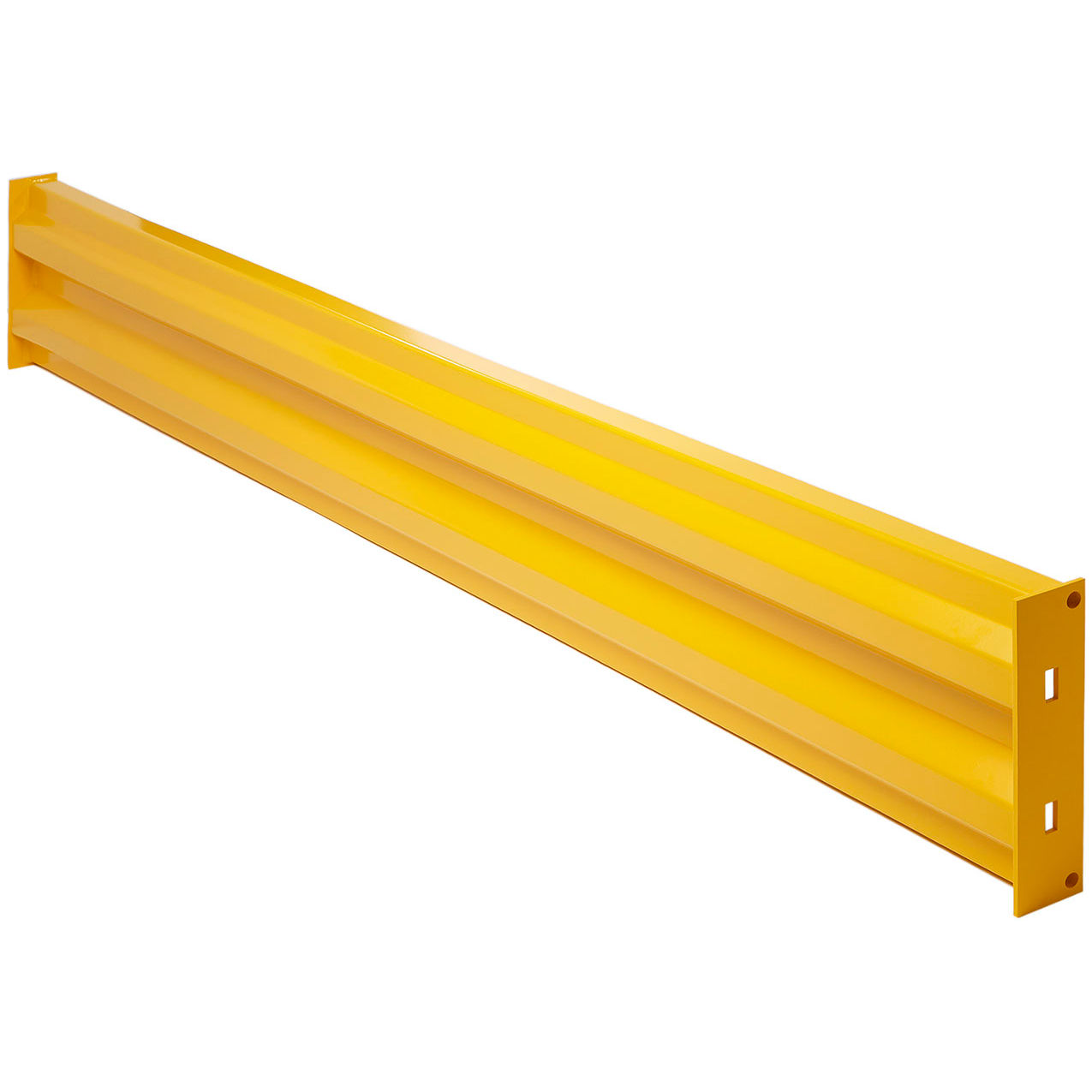 Heavy Duty Guard Rail, Powder Coated Steel, 2-Rib, 8'L, Yellow