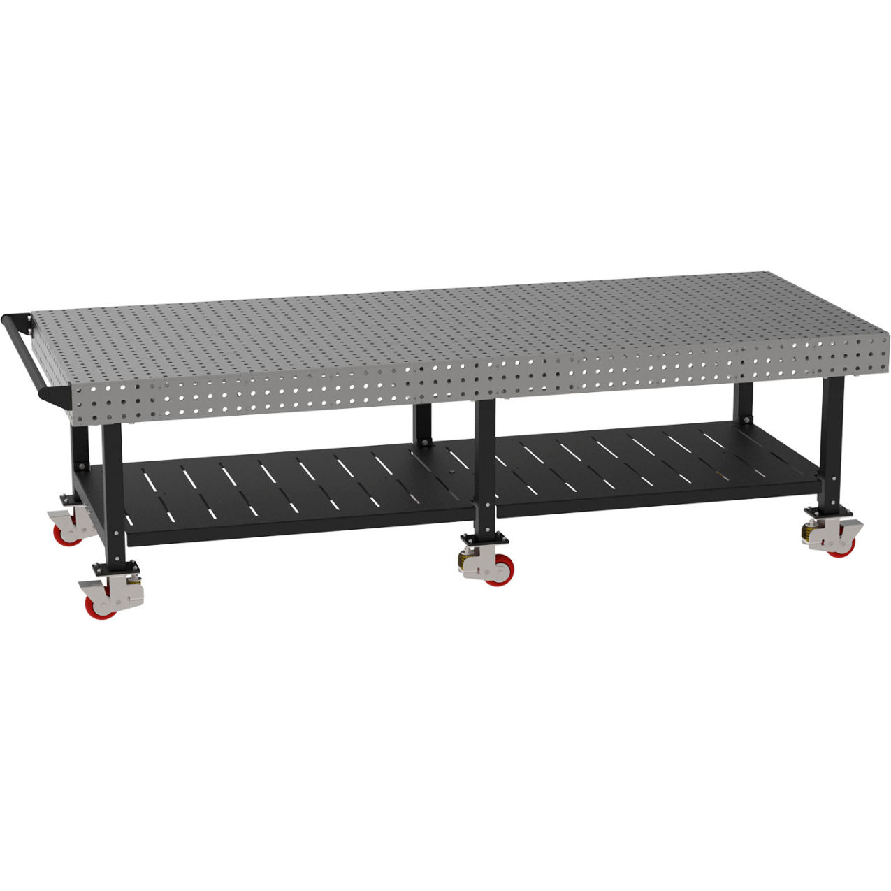 Welding Table with Shelf & Handle, Mobile, 120"W x 48"D x 36"H, Silver