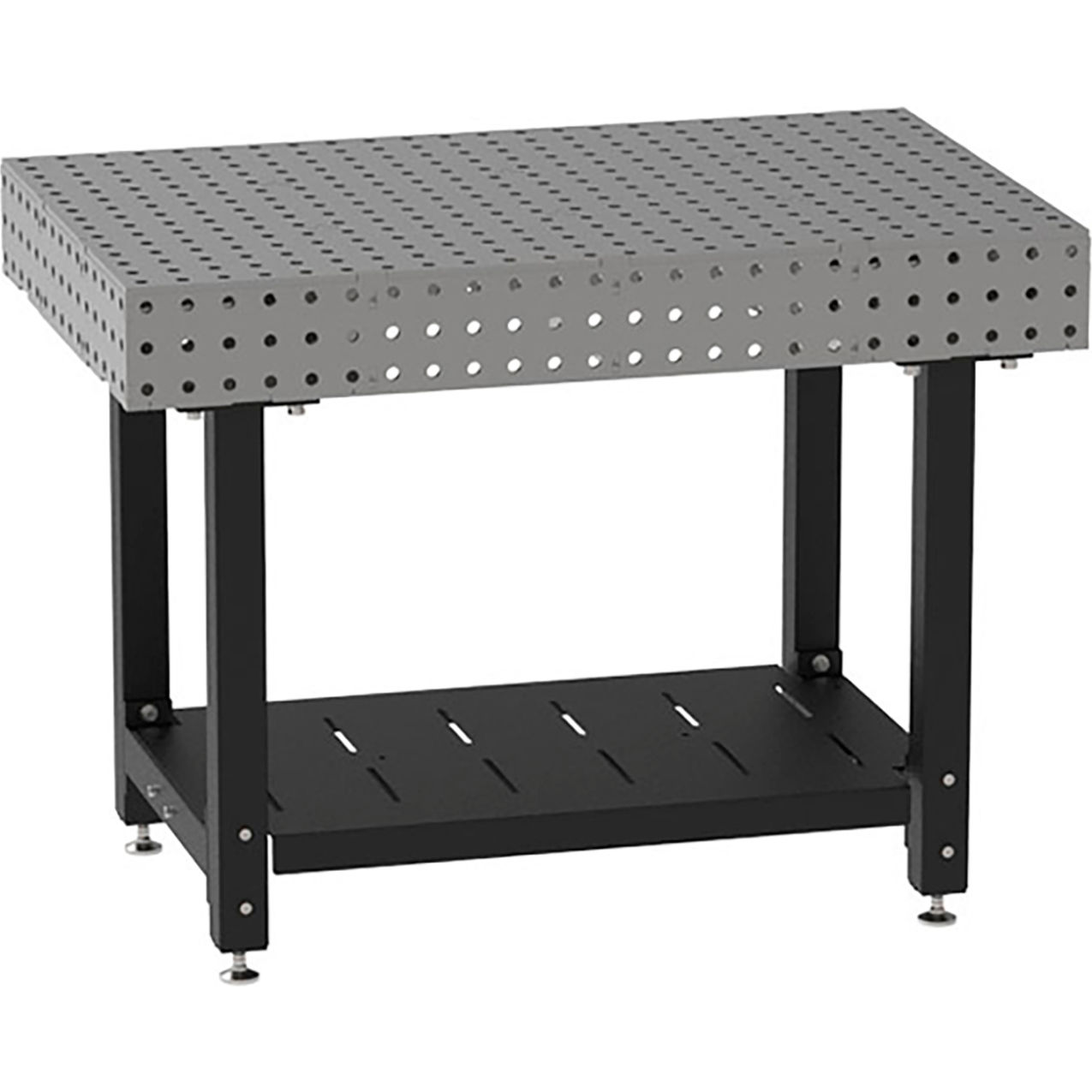 Welding Table with Shelf, Stationary, 48"W x 30"D x 36"H, Silver