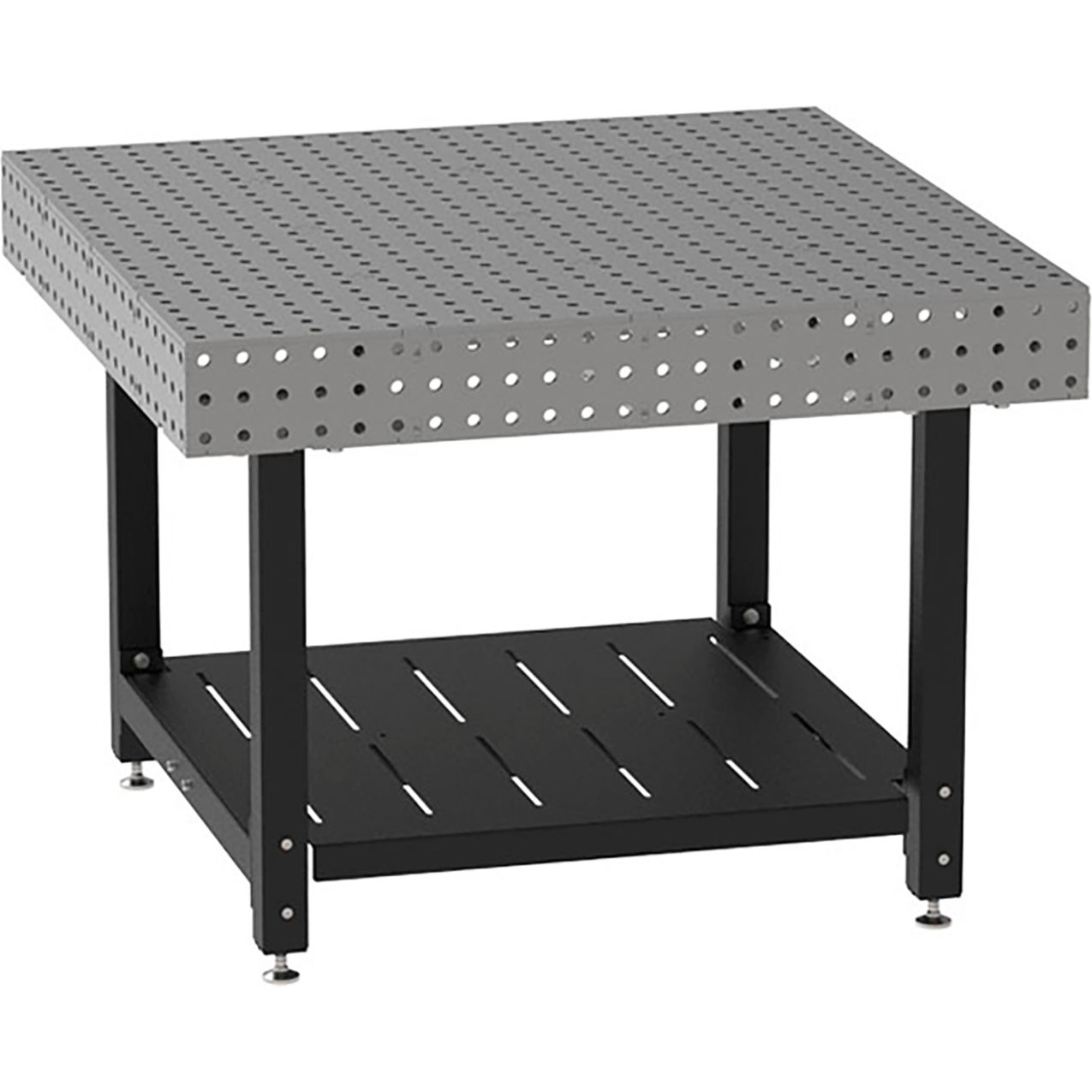 Welding Table with Shelf, Stationary, 48"W x 48"D x 36"H, Silver