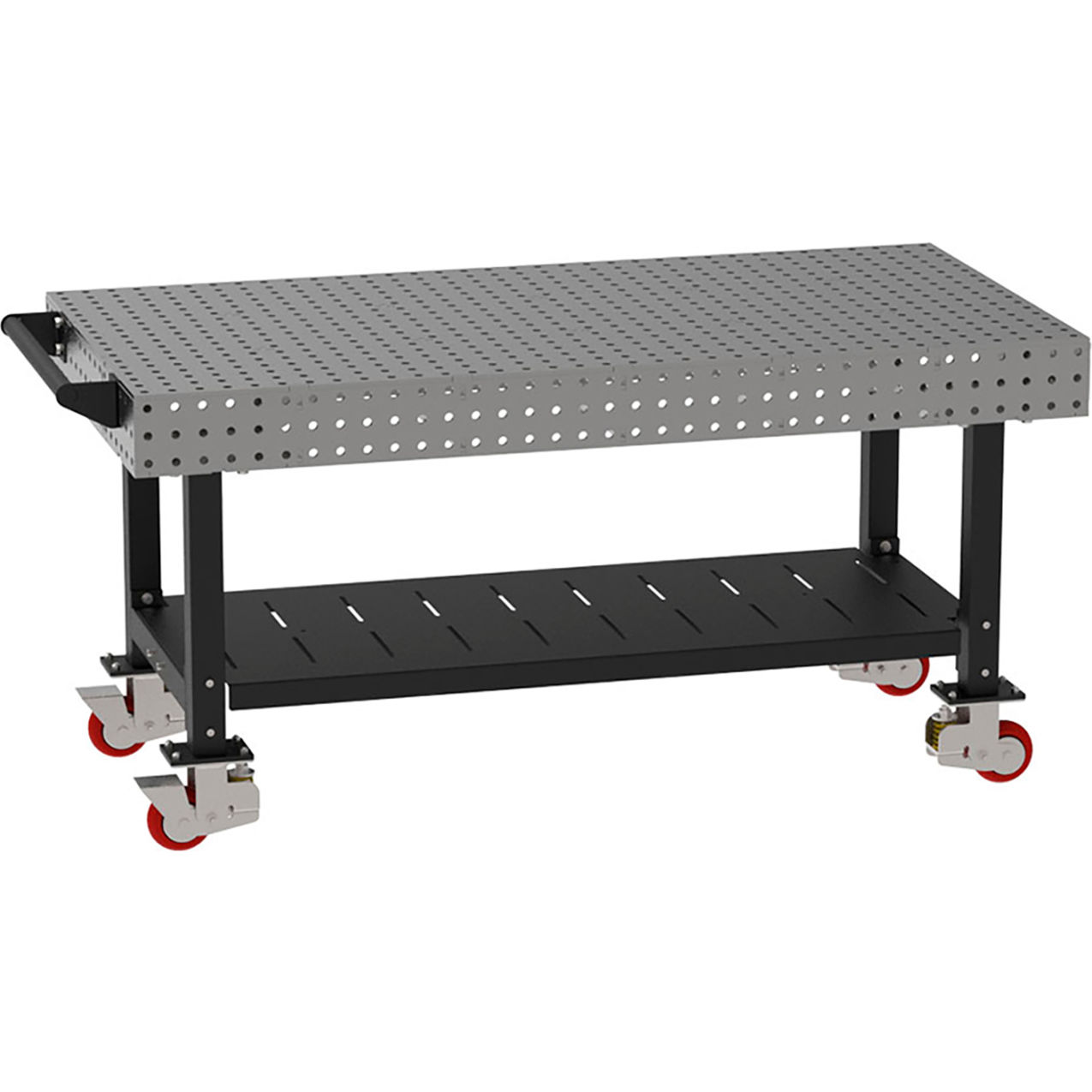 Welding Table with Shelf & Handle, Mobile, 72"W x 36"D x 36"H, Silver
