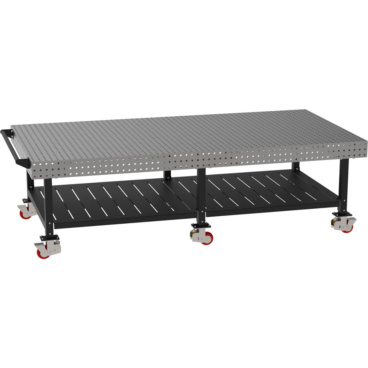 Welding Table with Shelf & Handle, Mobile, 120"W x 60"D x 36"H, Silver