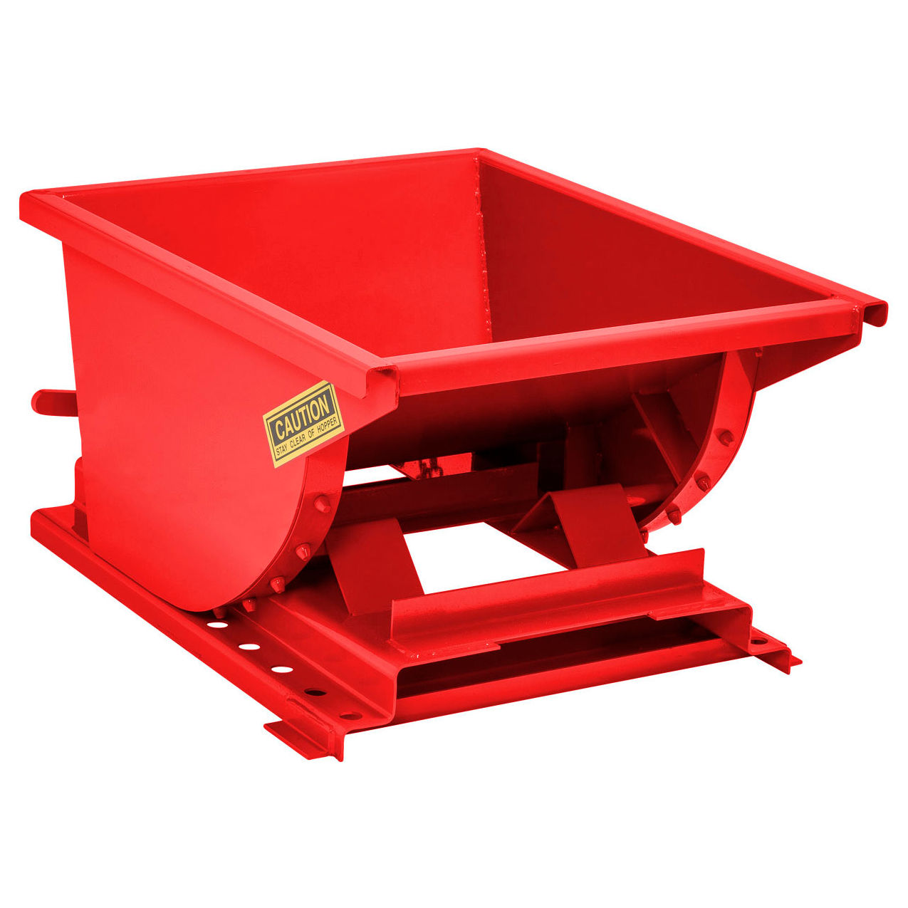 Light Duty Steel Self Dumping Forklift Hopper, 1/4 Cu. Yd, 4000 lb. Capacity, Red
