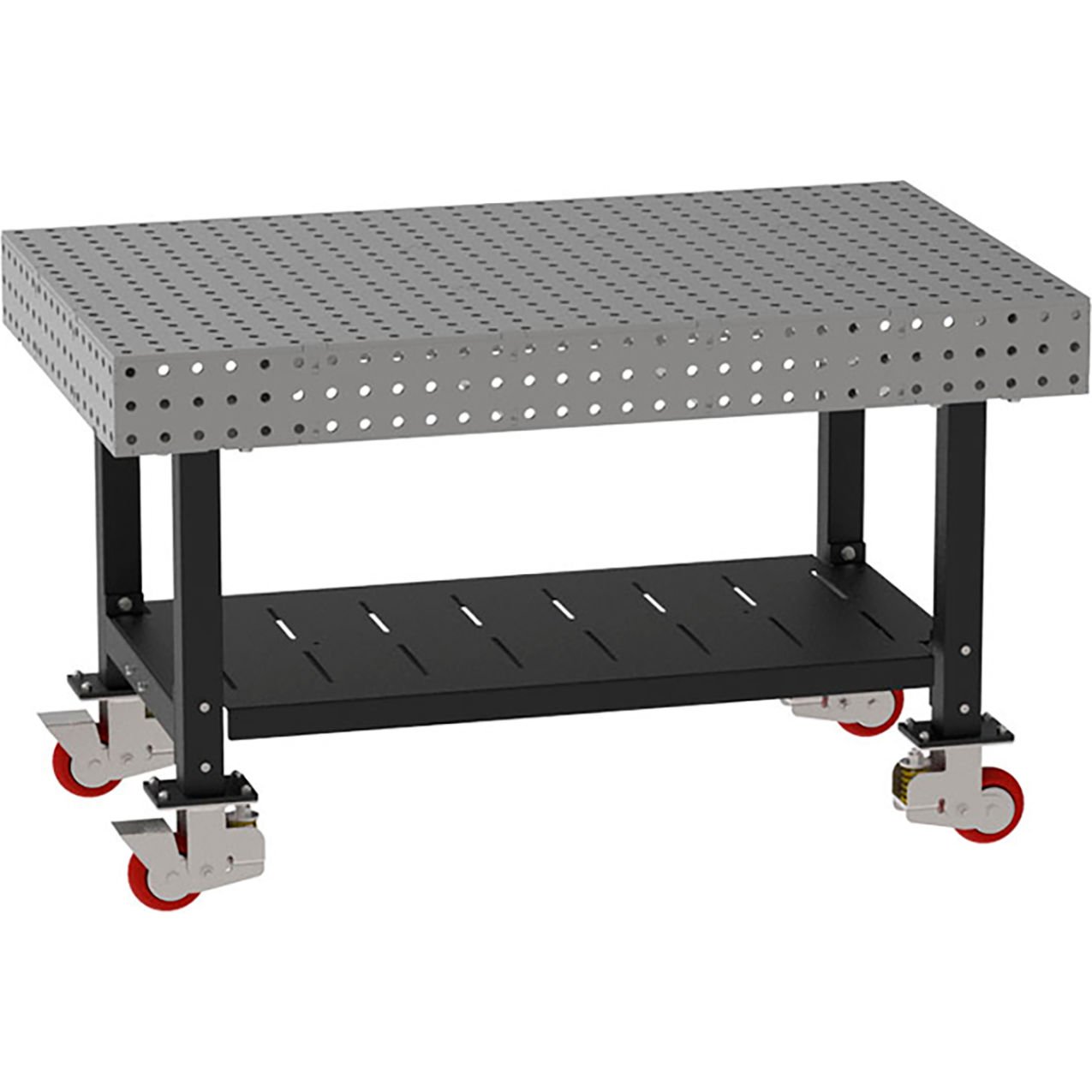 Welding Table with Shelf, Mobile, 60"W x 36"D x 36"H, Silver