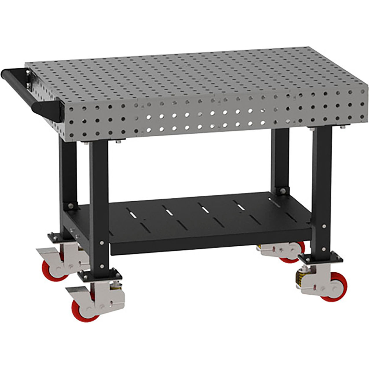 Welding Table with Shelf & Handle, 48"W x 30"D x 36"H, Silver