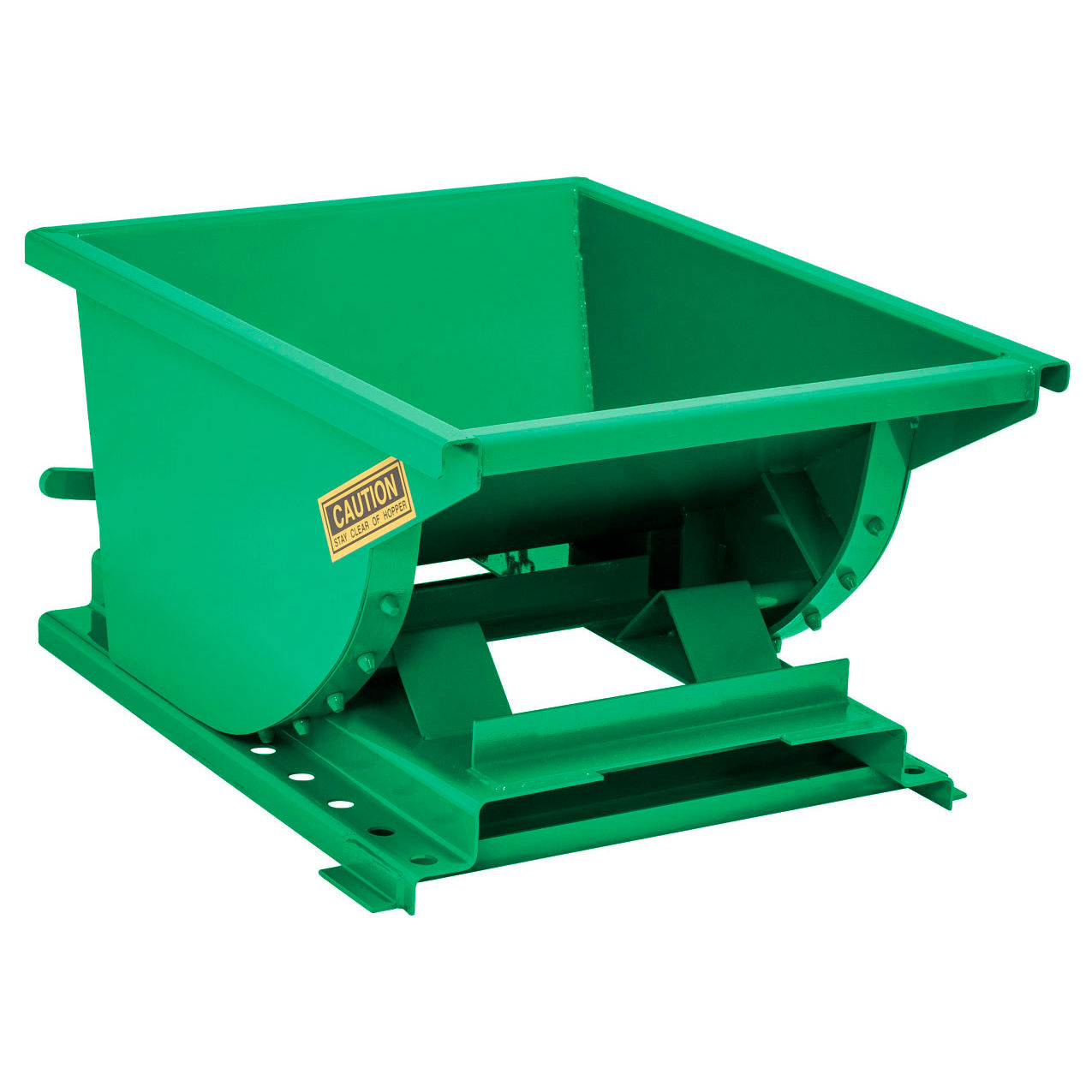 Light Duty Steel Self Dumping Forklift Hopper, 1/4 Cu. Yd, 4000 lb Capacity, Green