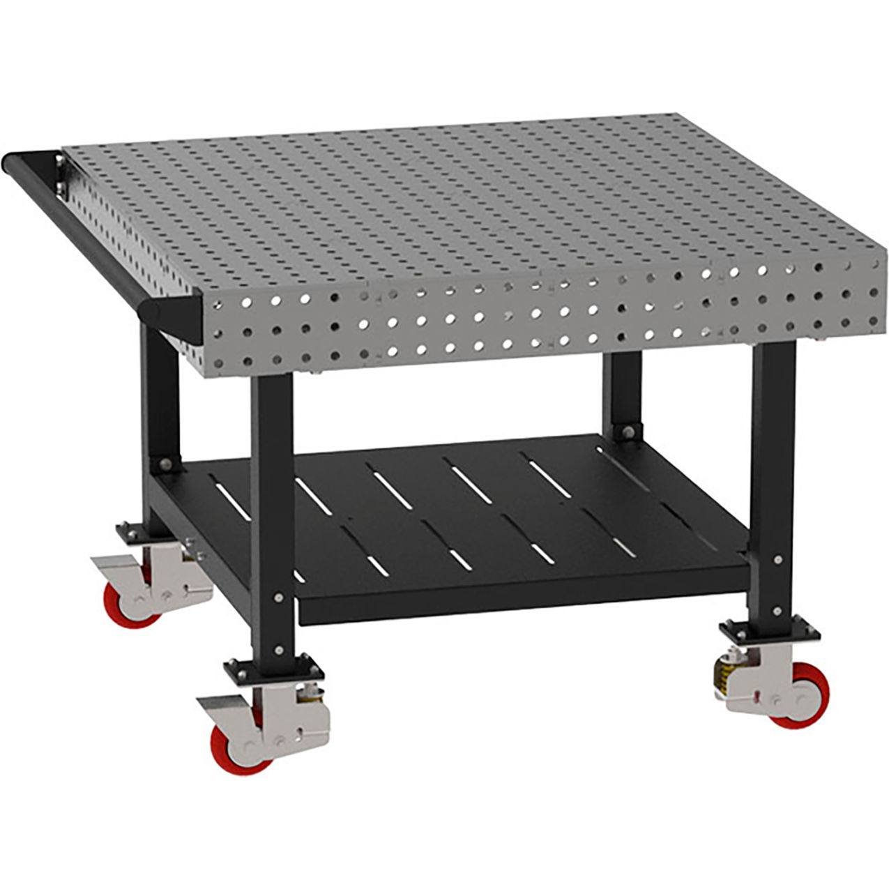 Welding Table with Shelf & Handle, Mobile, 48"W x 48"D x 36"H, Silver