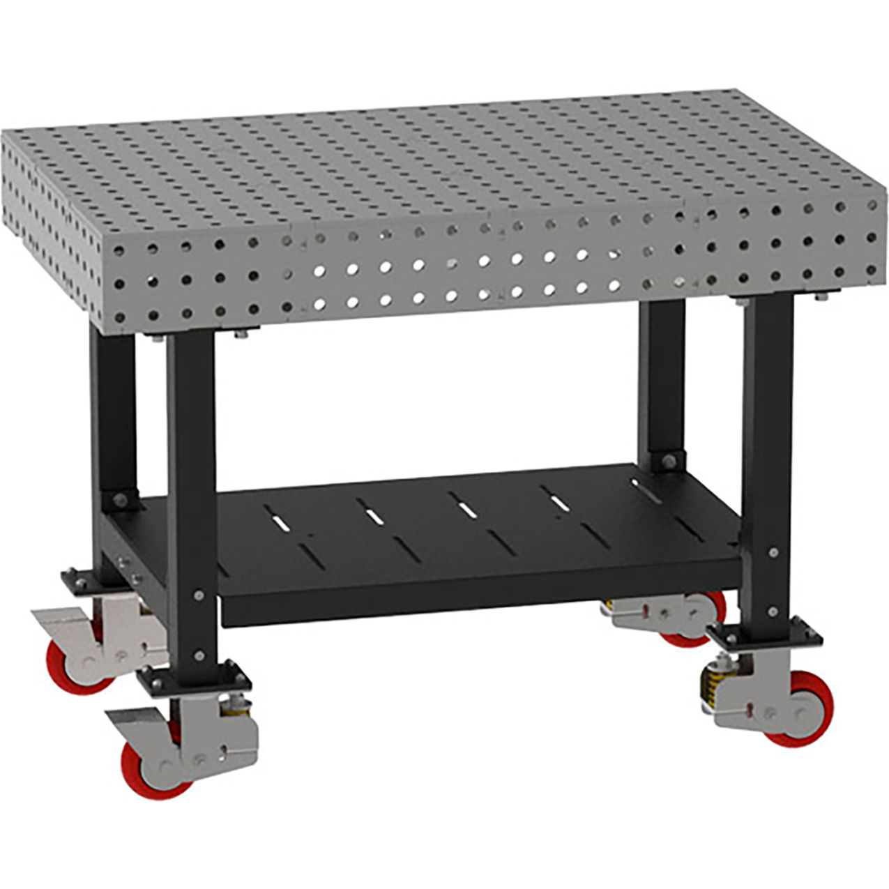 Welding Table with Shelf, Mobile, 48"W x 30"D x 36"H, Silver