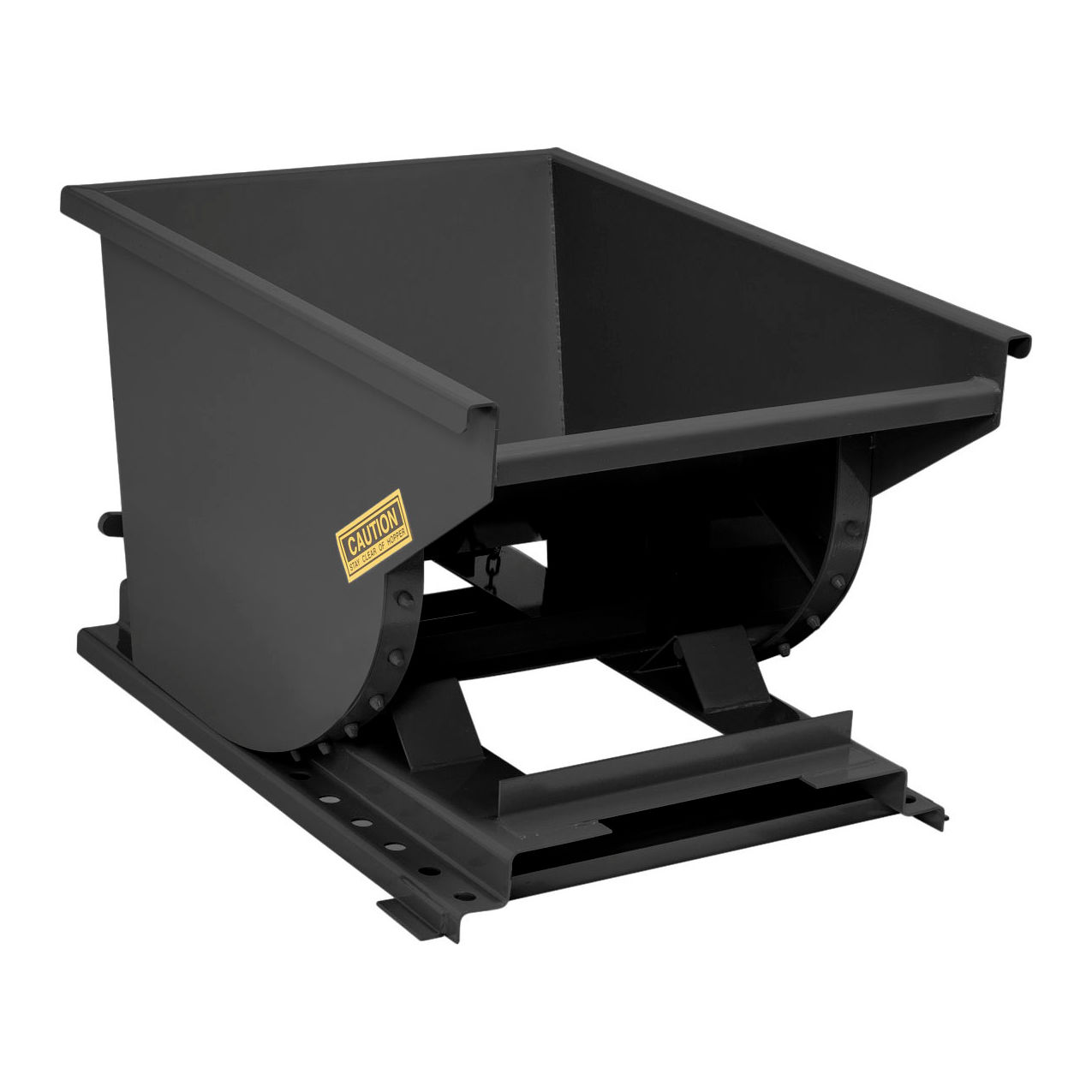Light Duty Steel Self Dumping Forklift Hopper, 1/2 Cu. Yd, 4000 lb. Capacity, Black