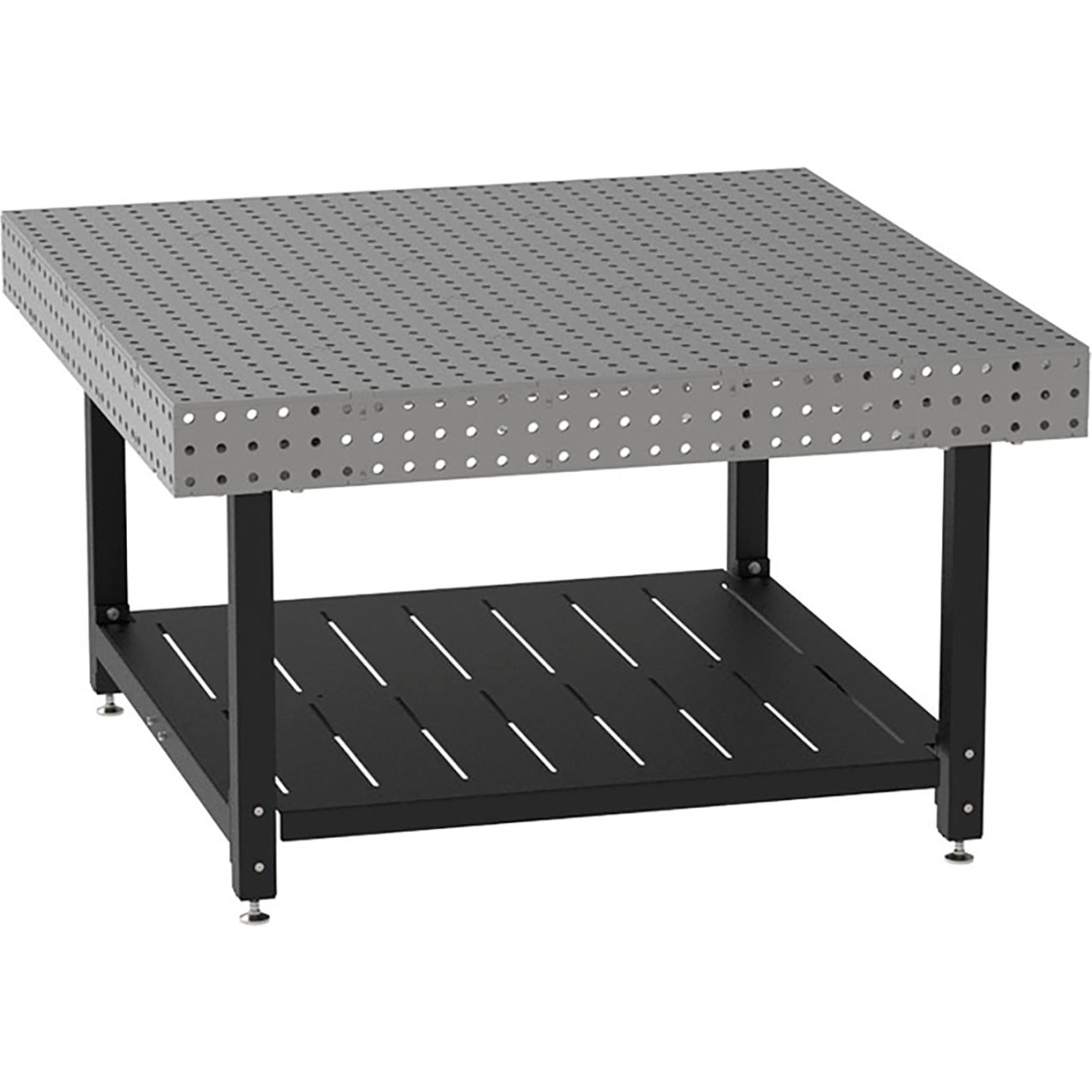 Welding Table with Shelf, Stationary, 60"W x 60"D x 36"H, Silver