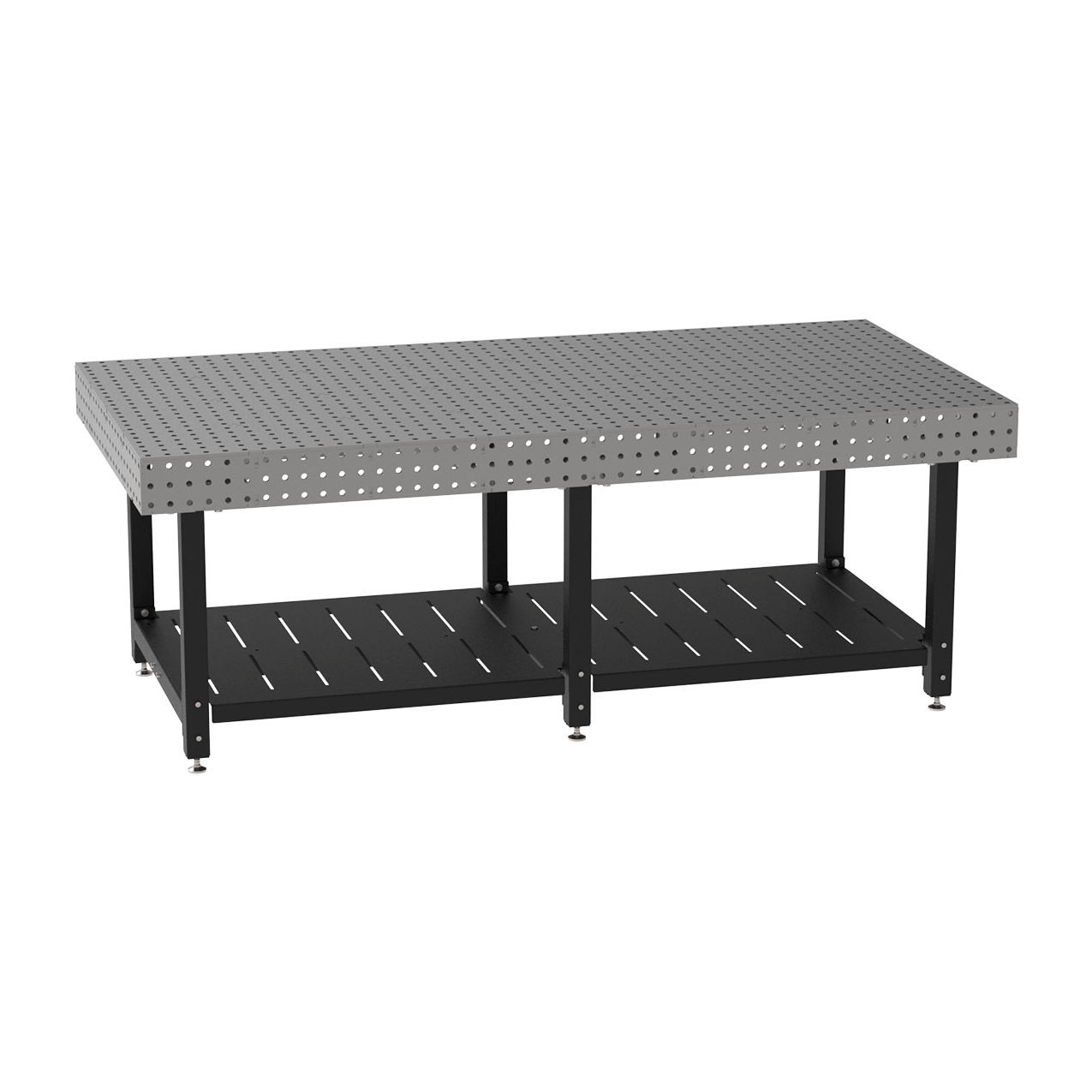 Welding Table with Shelf, Stationary, 96"W x 48"D x 36"H, Silver