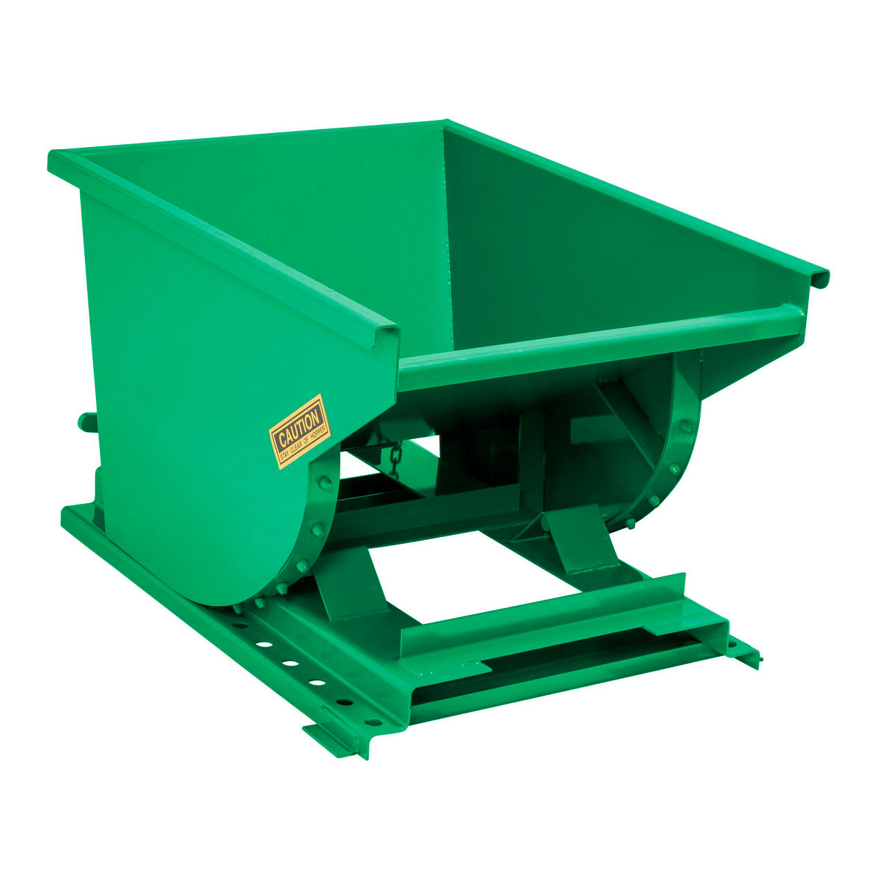 Light Duty Steel Self Dumping Forklift Hopper, 1/2 Cu. Yd, 4000 lb. Capacity, Green