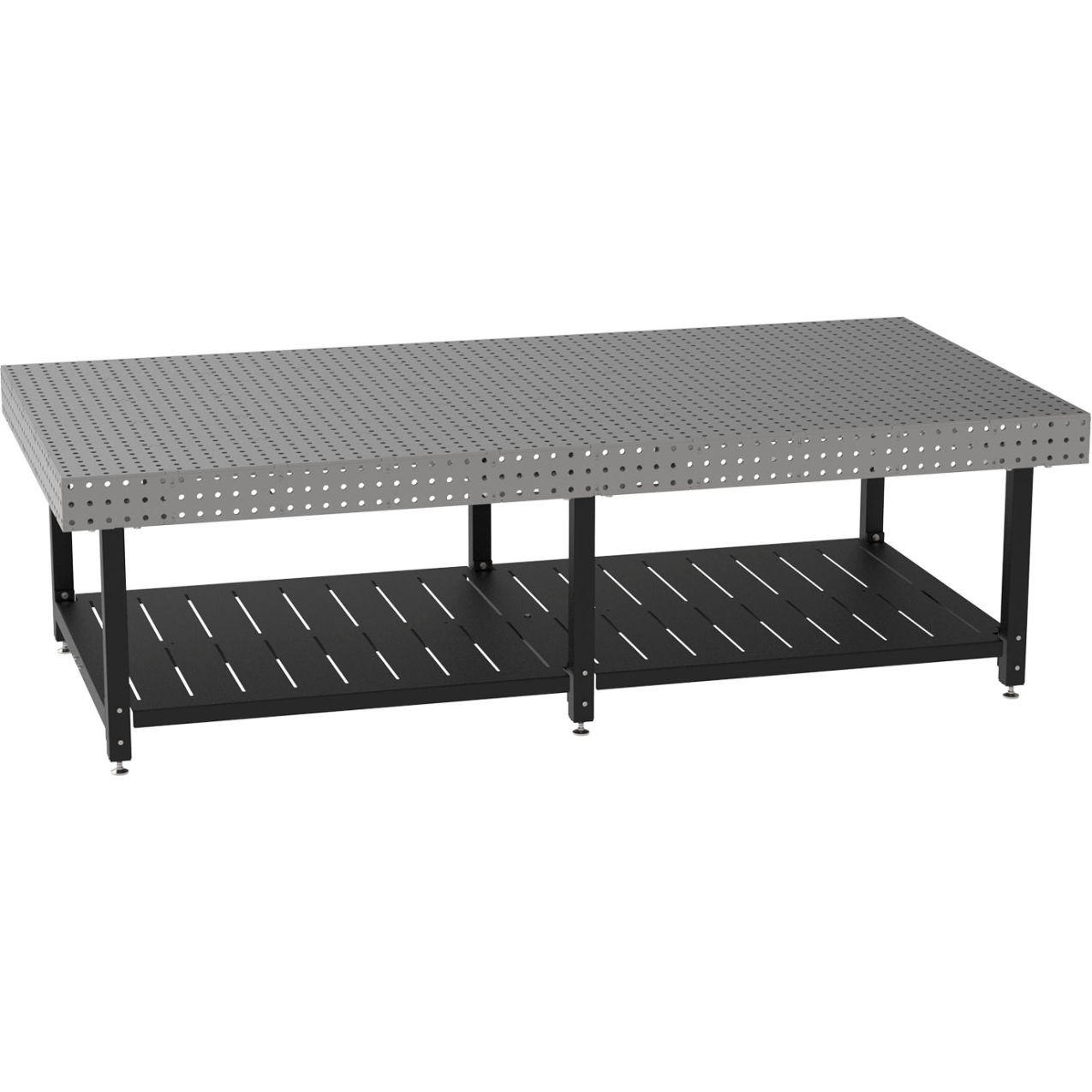 Welding Table with Shelf, Stationary, 120"W x 60"D x 36"H, Silver