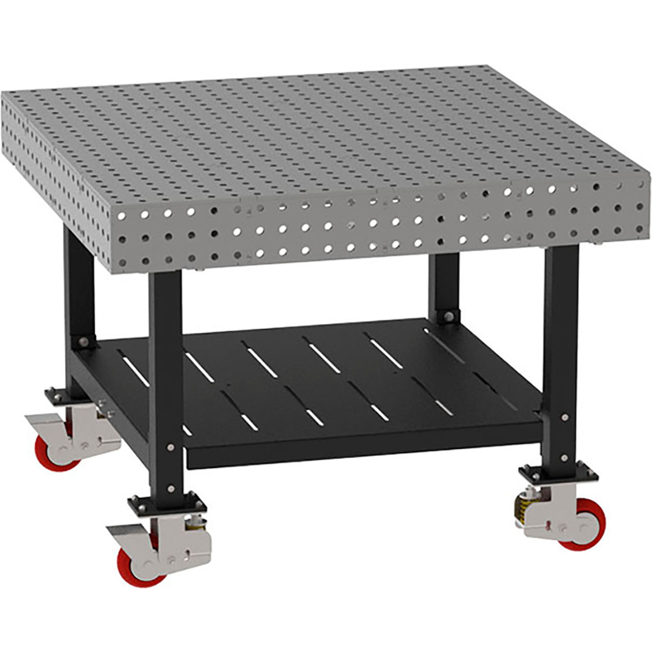 Welding Table with Shelf, Mobile, 48"W x 48"D x 36"H, Silver