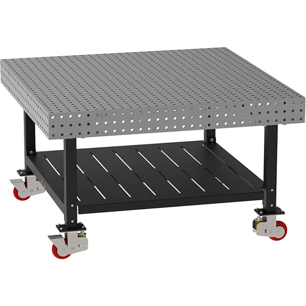 Welding Table with Shelf, Mobile, 60"W x 60"D x 36"H, Silver