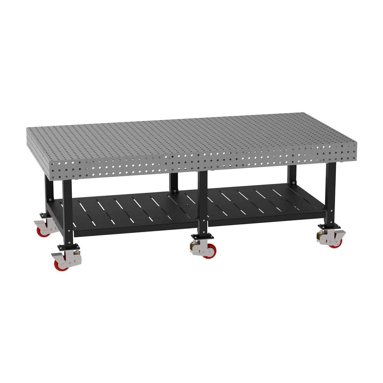 Welding Table with Shelf, Mobile, 96"W x 48"D x 36"H, Silver