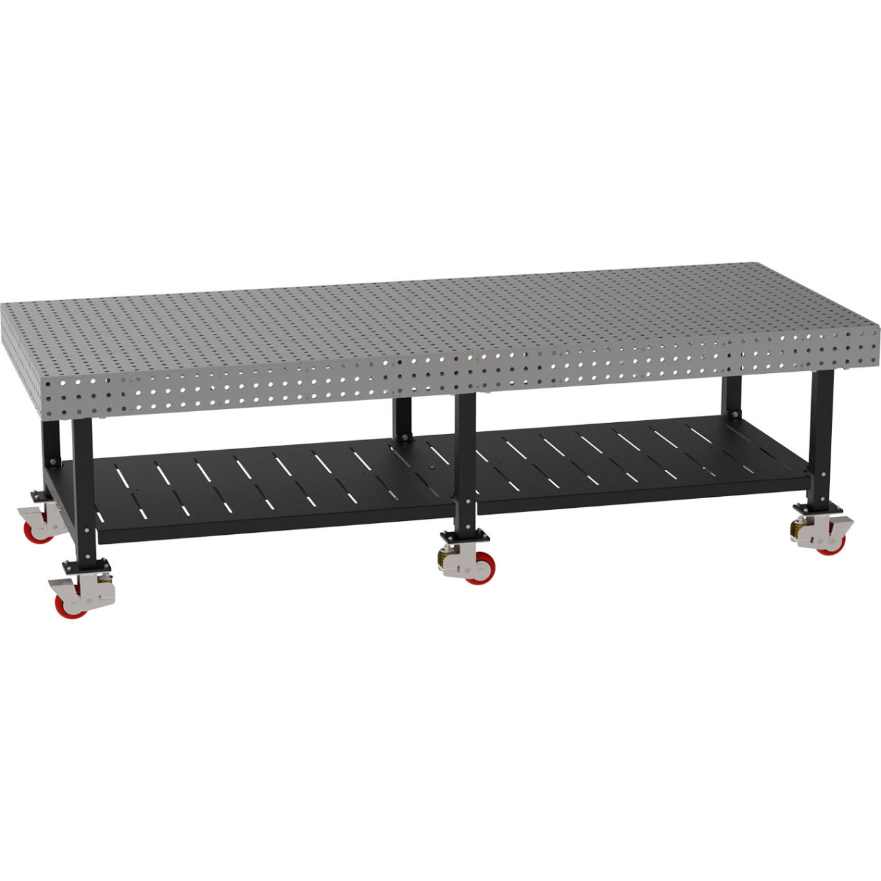 Welding Table with Shelf, Mobile, 120"W x 48"D x 36"H, Silver