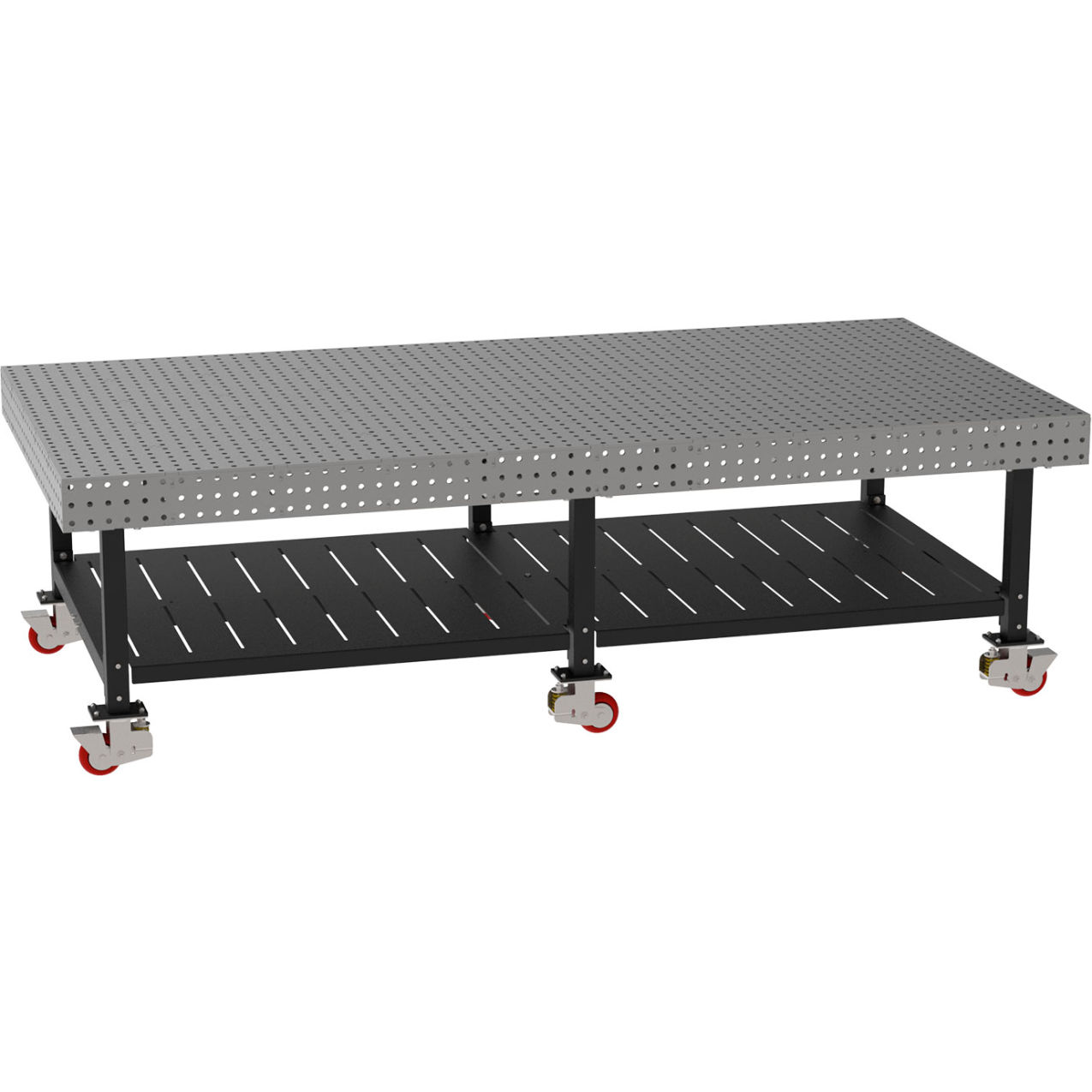 Welding Table with Shelf, Mobile, 120"W x 60"D x 36"H, Silver