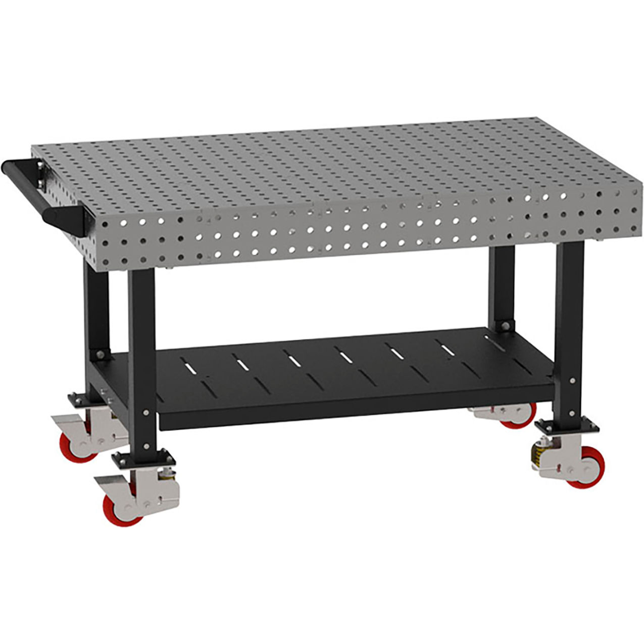 Welding Table with Shelf & Handle, Mobile, 60"W x 36"D x 36"H, Silver