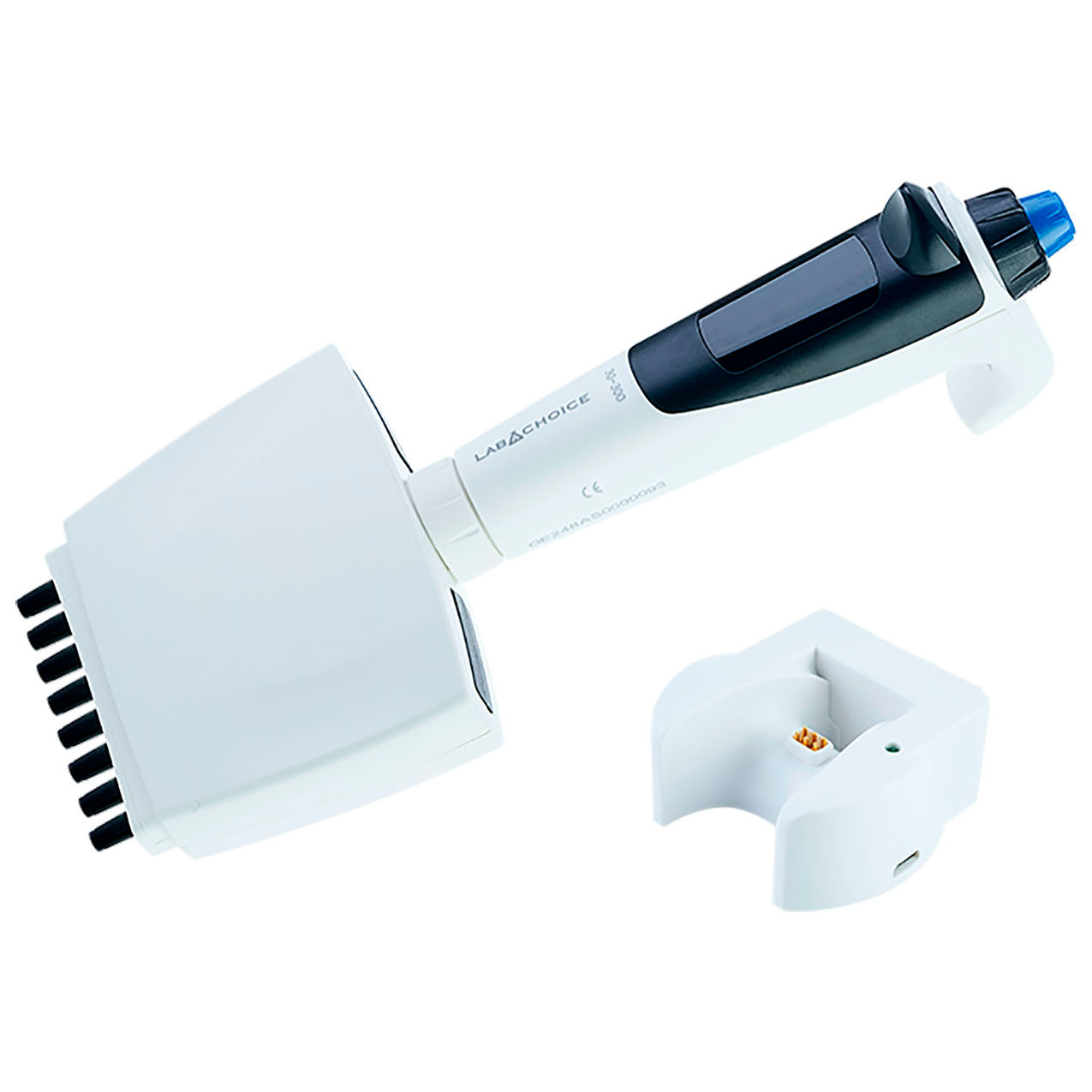 LabChoice Electronic Pipette, Eight Channel, 30-300µL Adjustable Volume, Black/White
