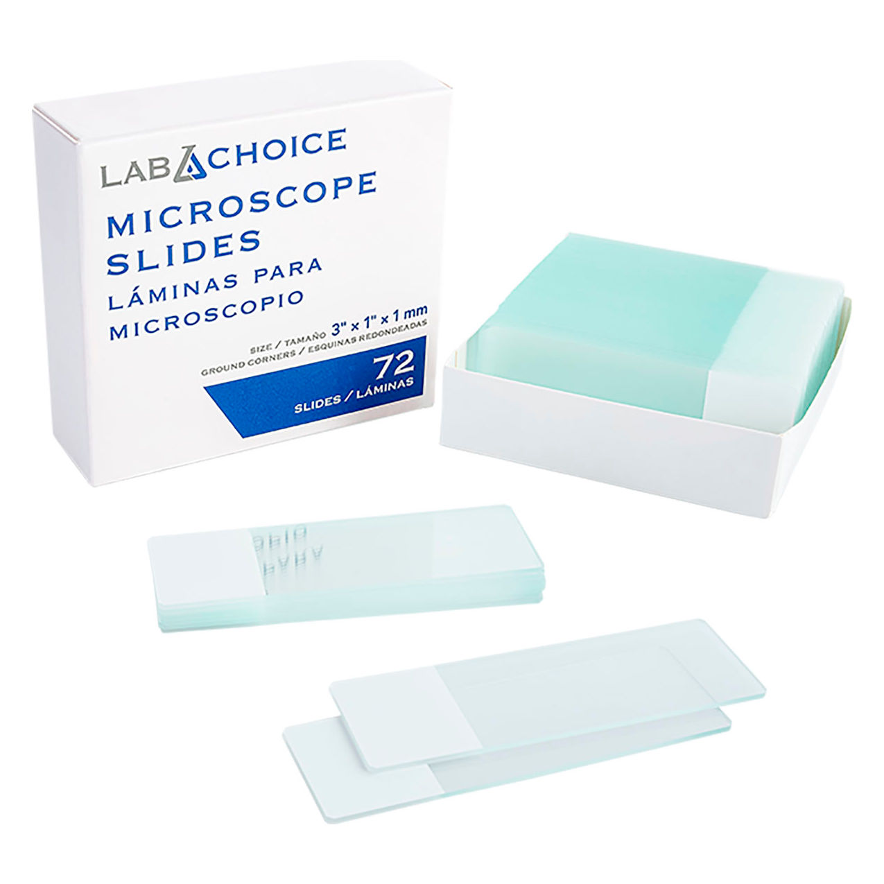 LabChoice Microscope Slides, Corner Grounded, Frosted White
