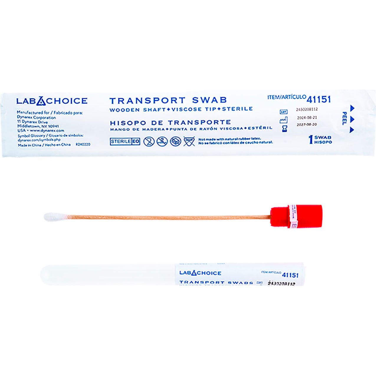 LabChoice Transport Swab, Wooden Shaft, Viscose Tip, Sterile