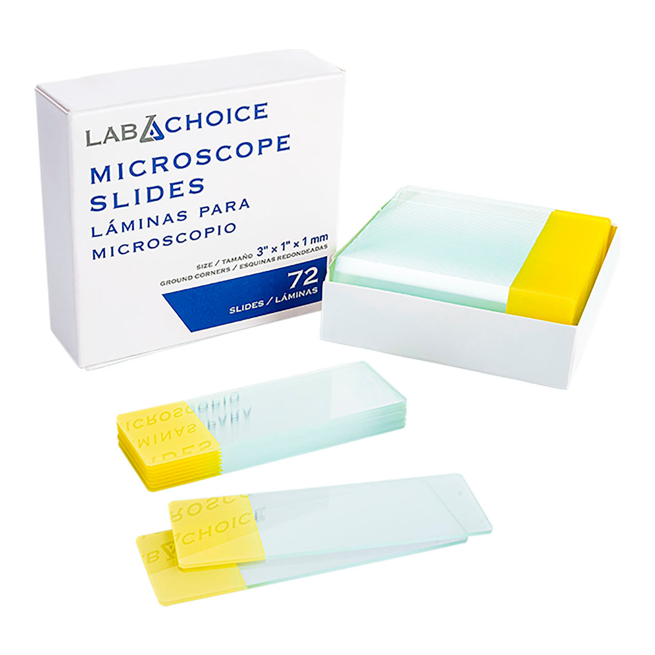 LabChoice Microscope Slides, Corner Grounded, Frosted Yellow