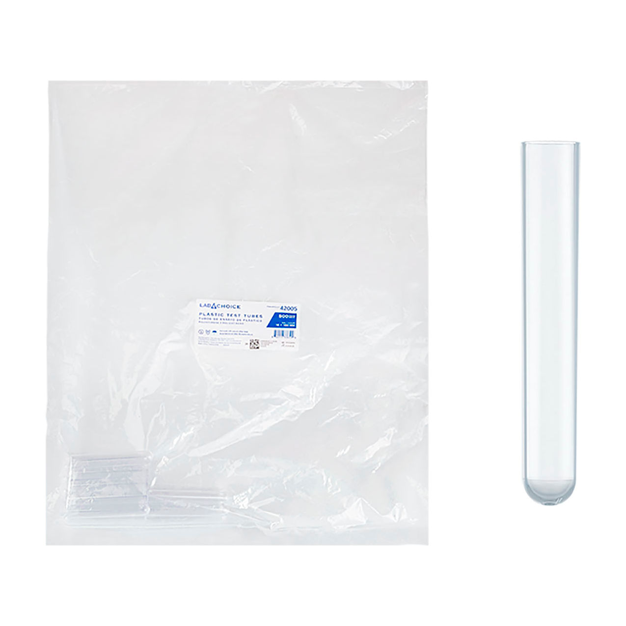 LabChoice Test Tubes, Polystyrene, 16 x 100mm, 10 ml Capacity, Clear