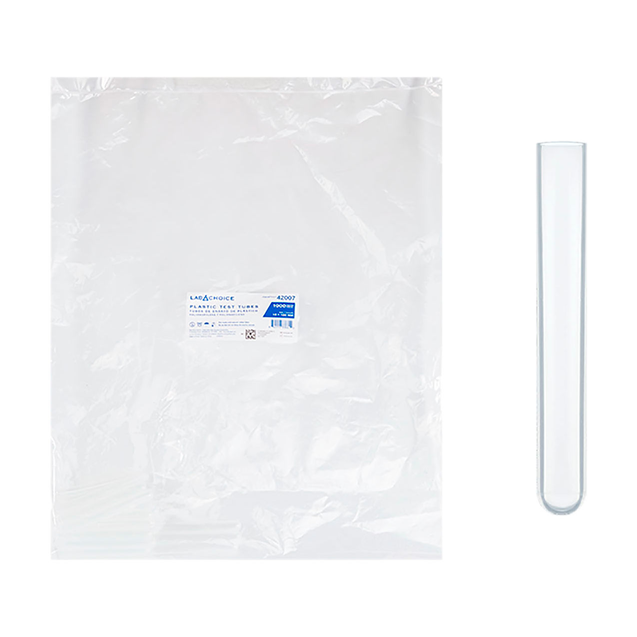 LabChoice Test Tubes, Polypropylene, 13 x 100mm, 8 ml Capacity, Clear