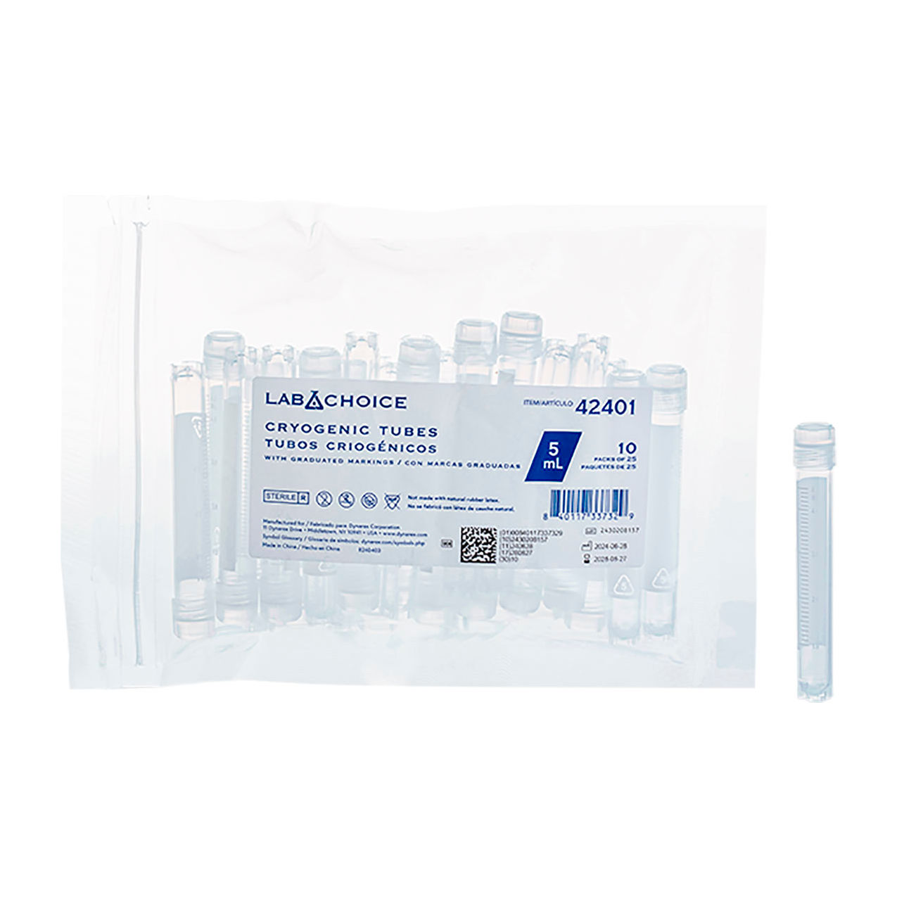 LabChoice Cryogenic Tubes with Graduated Markings, 5 ml Capacity, Clear