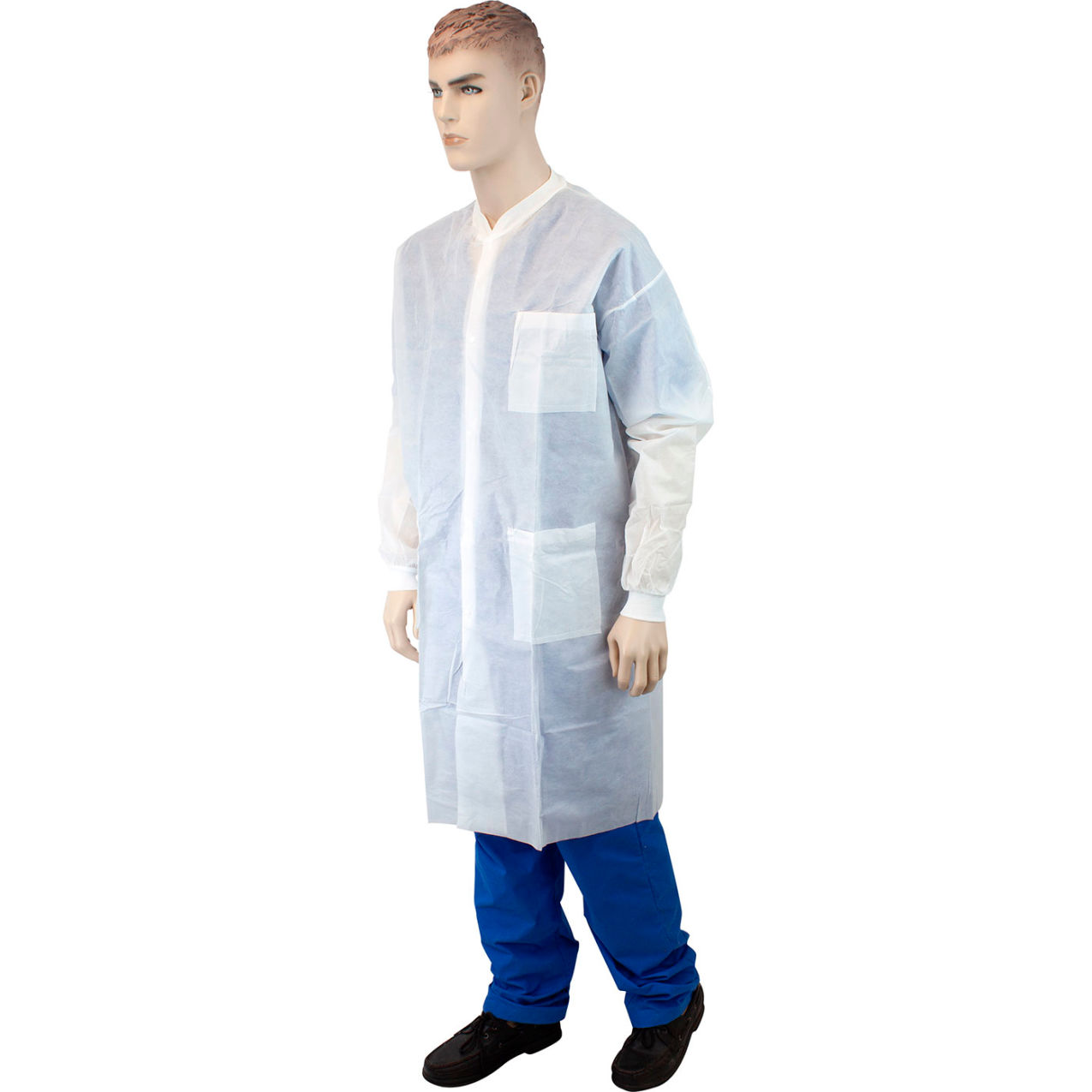 LabChoice Disposable Lab Coat with 3 Pockets, XL, White