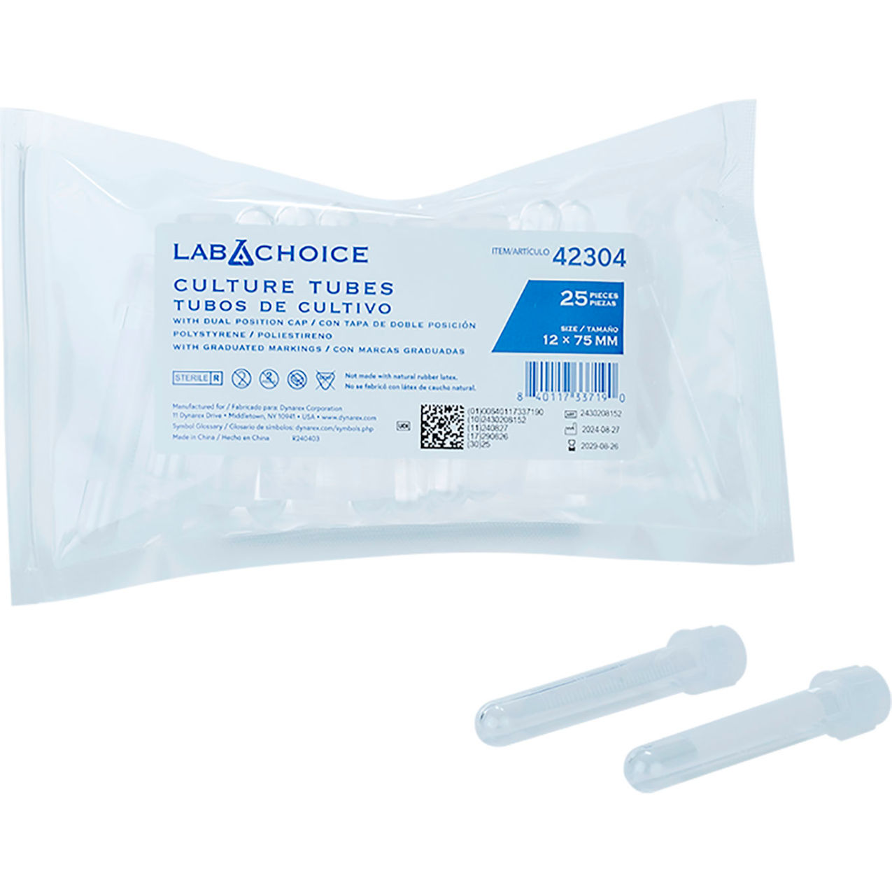 LabChoice Culture Tube with Dual Position Cap & Graduation, 12 x 75mm, 5 ml Capacity