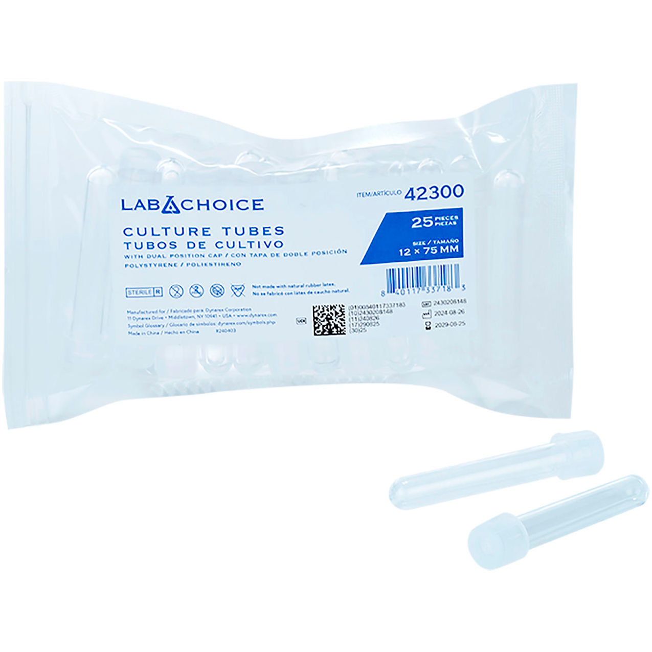 LabChoice Culture Tube with Dual Position Cap, 12 x 75mm, 5 ml Capacity