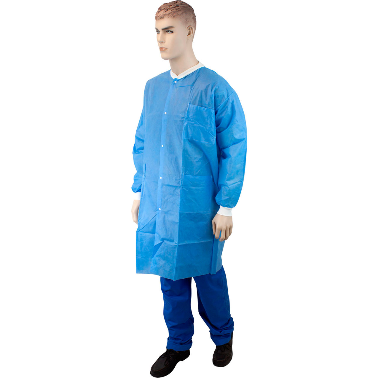 LabChoice Disposable Lab Coat with 3 Pockets, XL, Blue