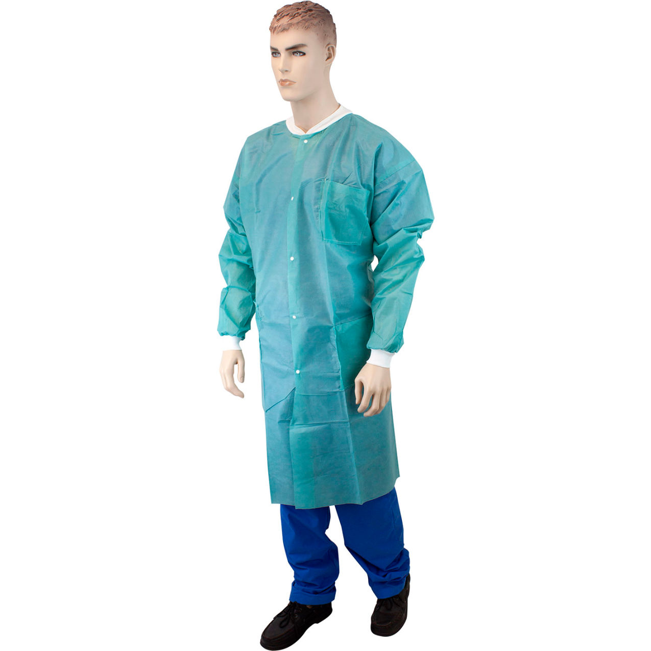 LabChoice Disposable Lab Coat with 3 Pockets, L, Teal