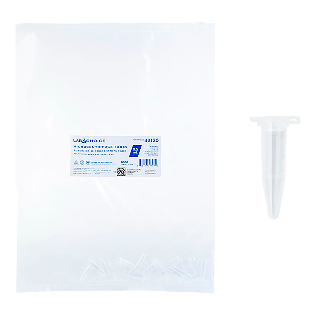 LabChoice Microcentrifuge Tubes, Polypropylene, 0.5 ml Capacity