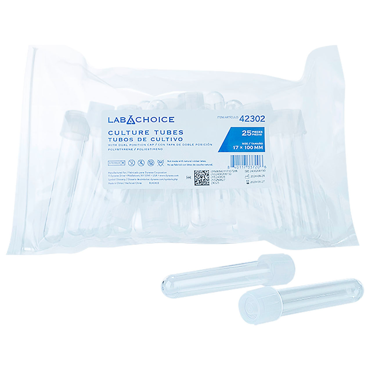 LabChoice Culture Tube with Dual Position Cap, 17 x 100mm, 15 ml Capacity