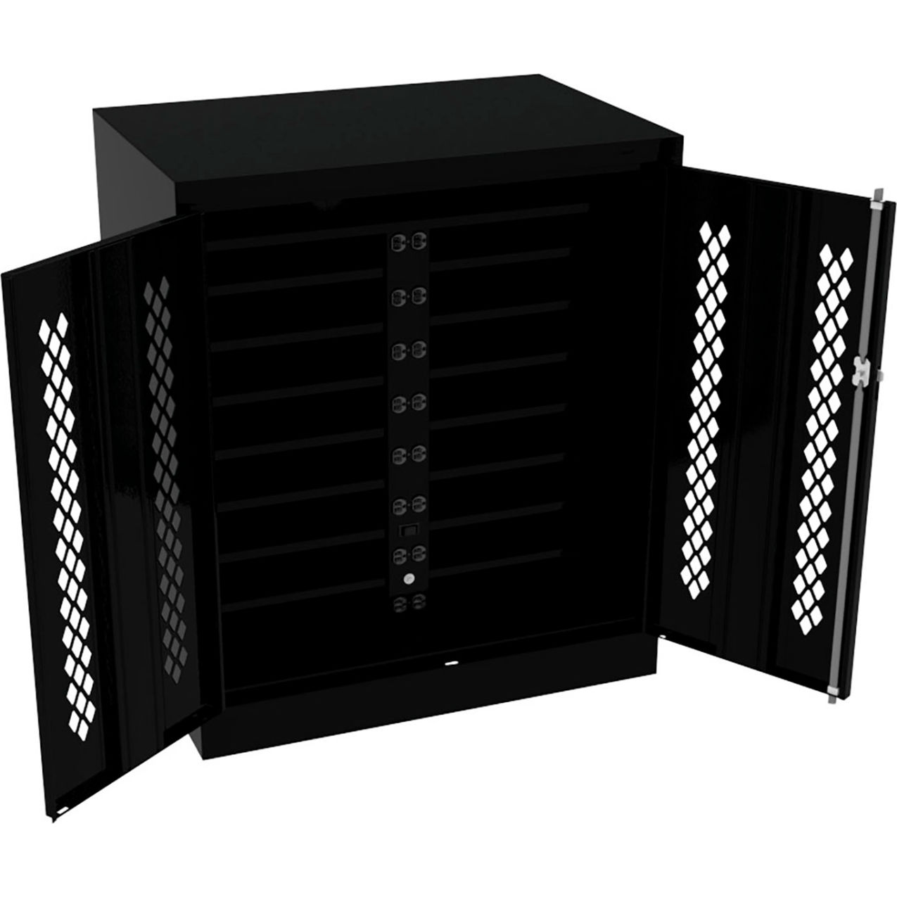 Counter High Laptop Charging Station For 16 Devices, 36"W x 24"D x 42"H, Black