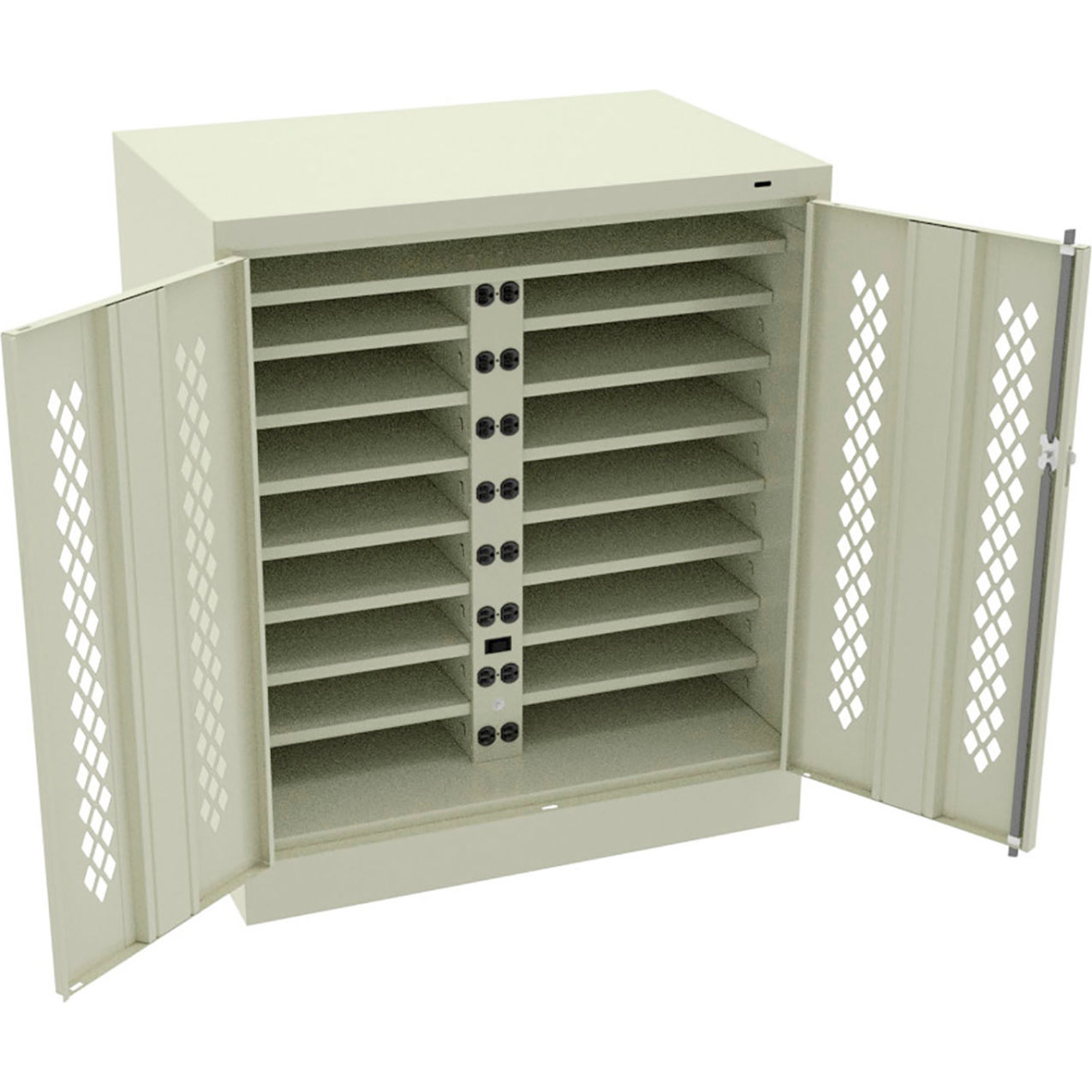 Counter High Laptop Charging Station For 16 Devices, 36"W x 24"D x 42"H, Champagne/Putty