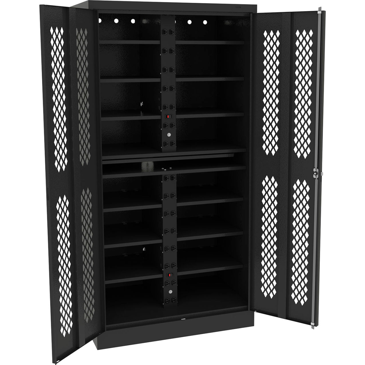 Laptop Charging Station For 30 Devices, 36"W x 24"D x 72"H, Black