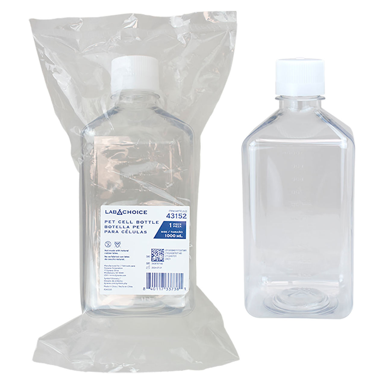 LabChoice PET Cell Bottle, 1000ml Capacity, White